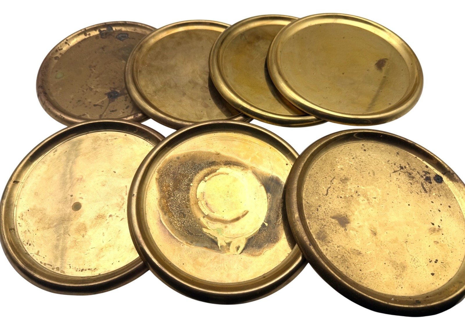 Vintage Solid Brass Candle Trays 7