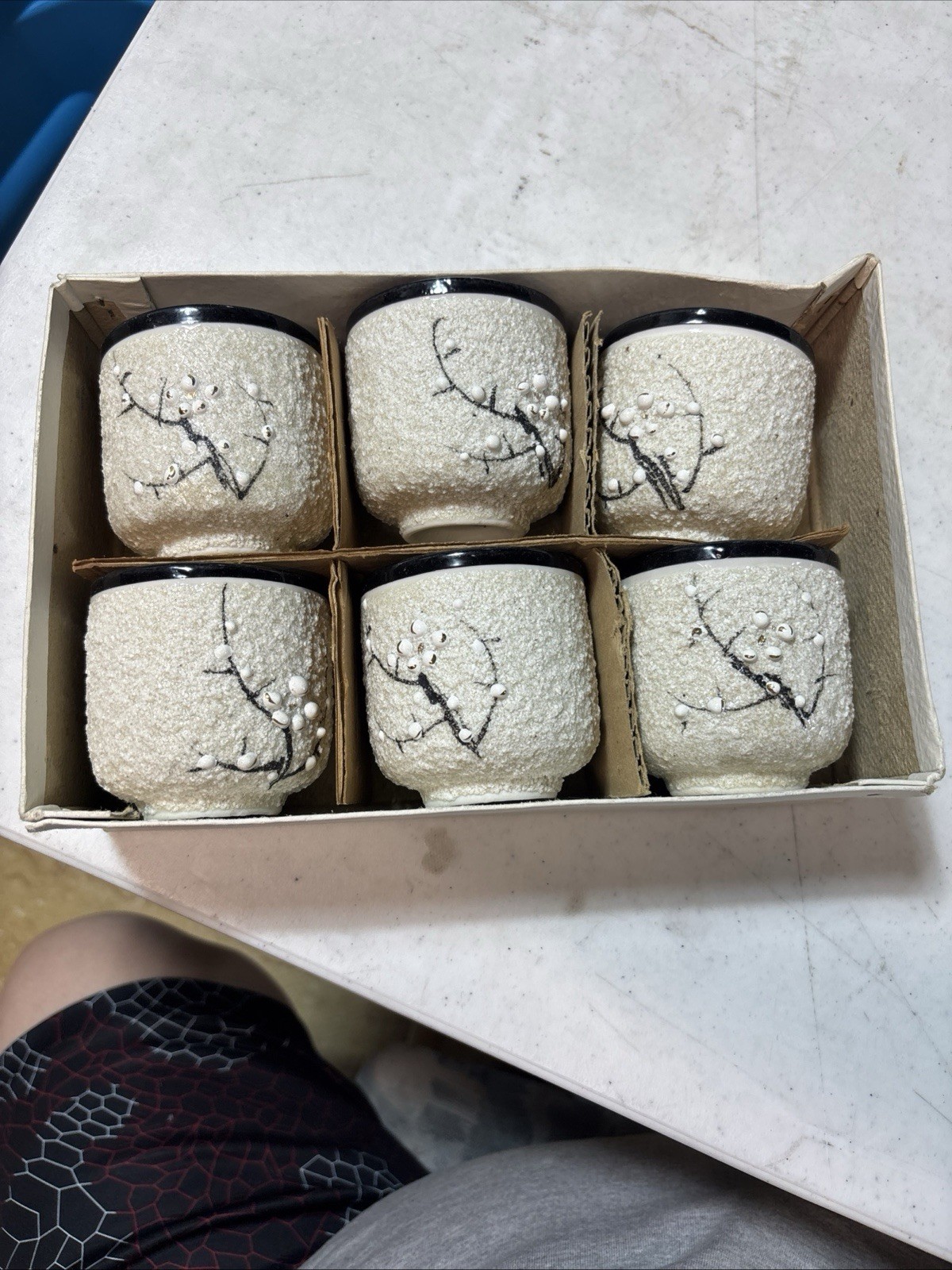 VINTAGE J.A.C. SAKE Teacup Set (6) Inchon Korea W/Box NICE VINTAGE J.A.C. SAKE Teacup Set (6) Inchon Korea W/Box NICE