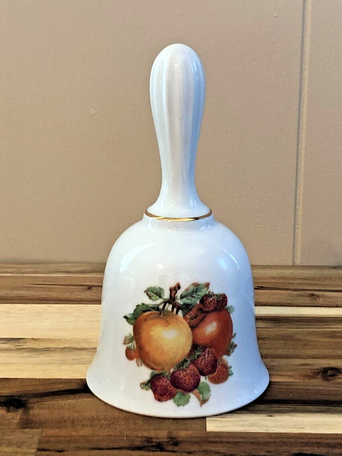 Vintage Bareuther Waldsassen Porcelain Fruit Hand Bell Bavaria Germany 6 3/8\
