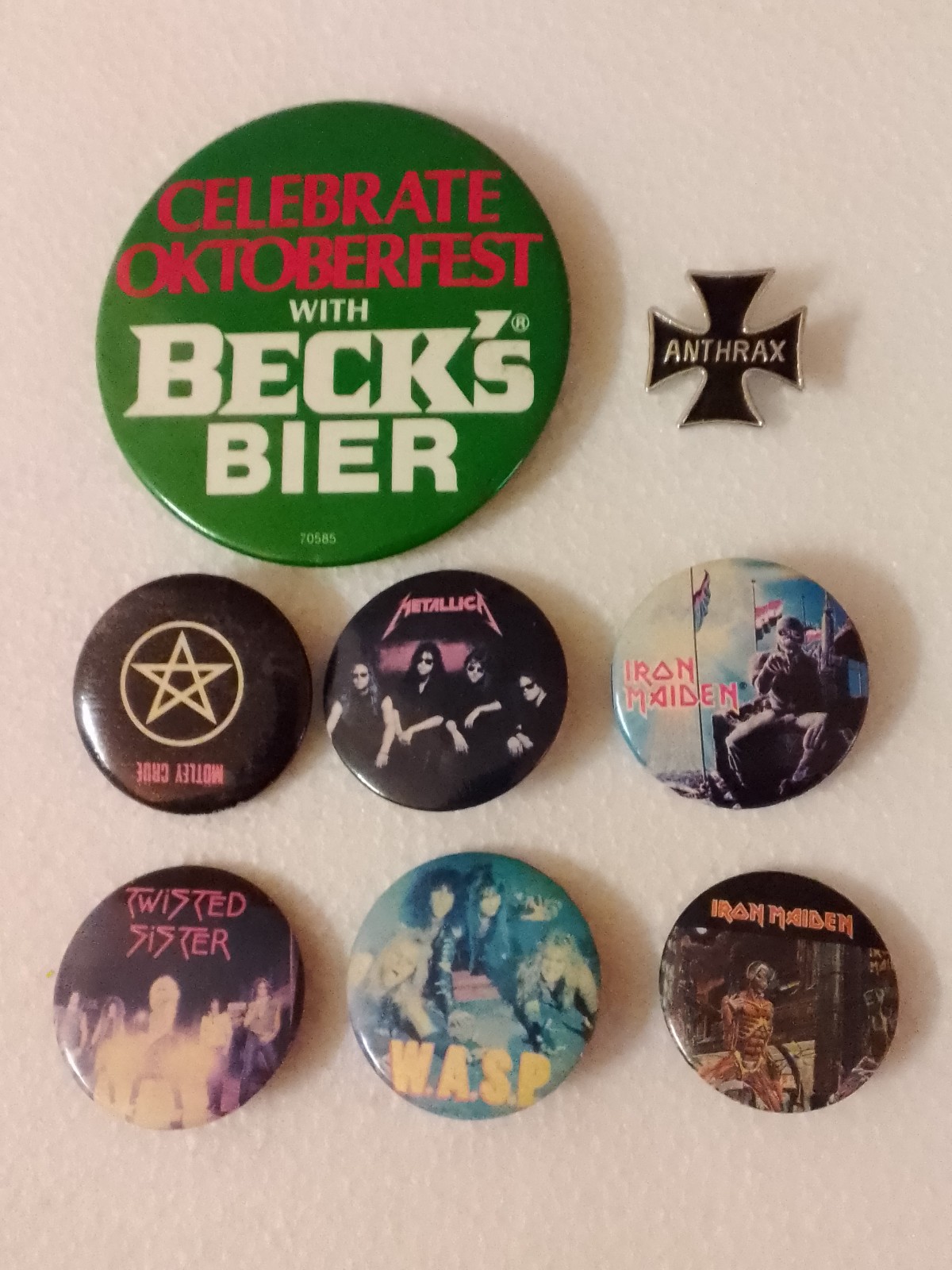 VINTAGE 80\'s Beer and Heavy Metal Pinbacks Buttons VINTAGE 80\'s Beer and Heavy Metal Pinbacks Buttons