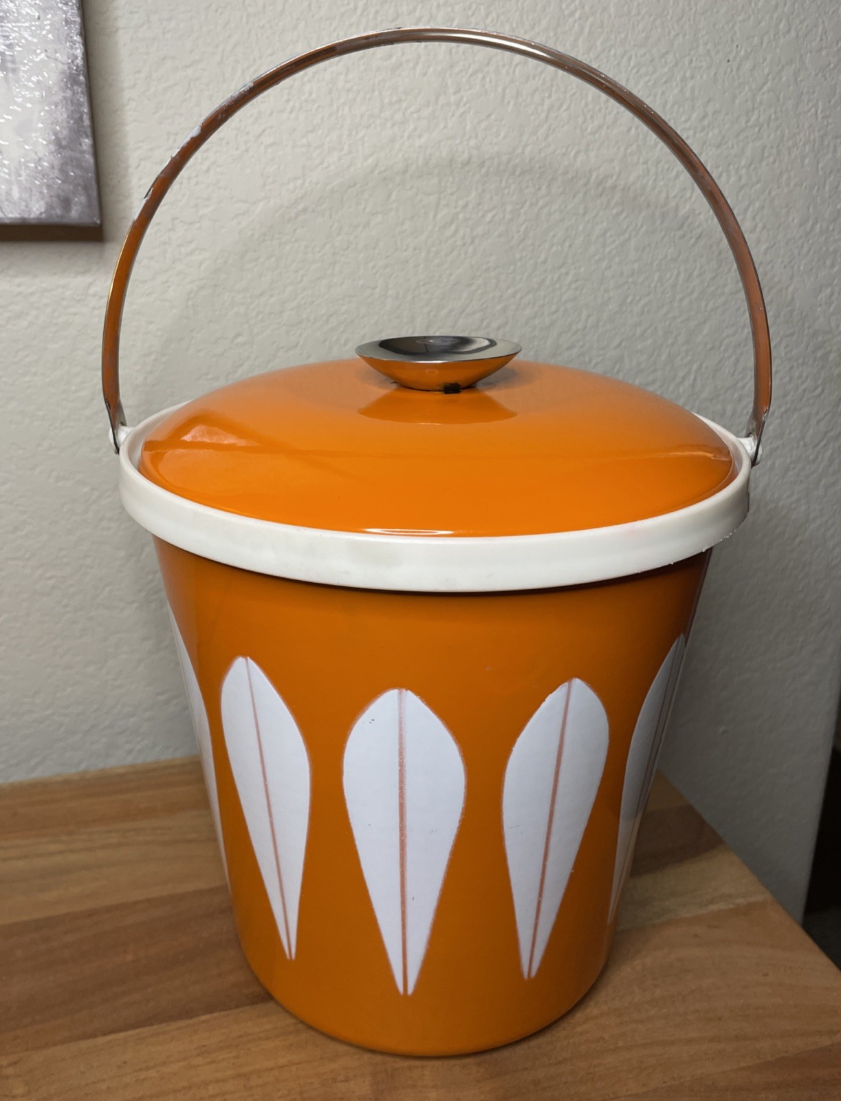 1960s Cathrine Holm Orange Lotus Enamel Ice Bucket:Grete Prytz Kittlesen Norway