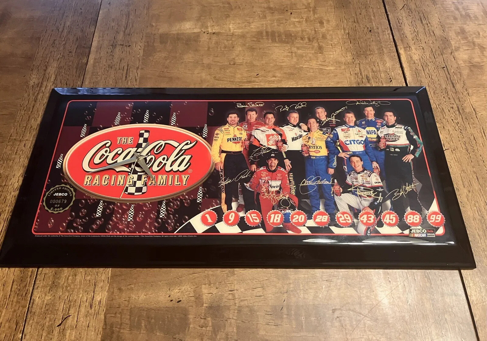 2002 Coca Cola The Racing Family Jebco Clock. #679/5000