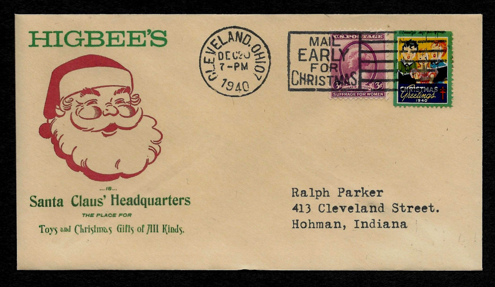 1982 A Xmas Story Envelope Addressed to Ralph Parker Higbees Dept Store *XS1026