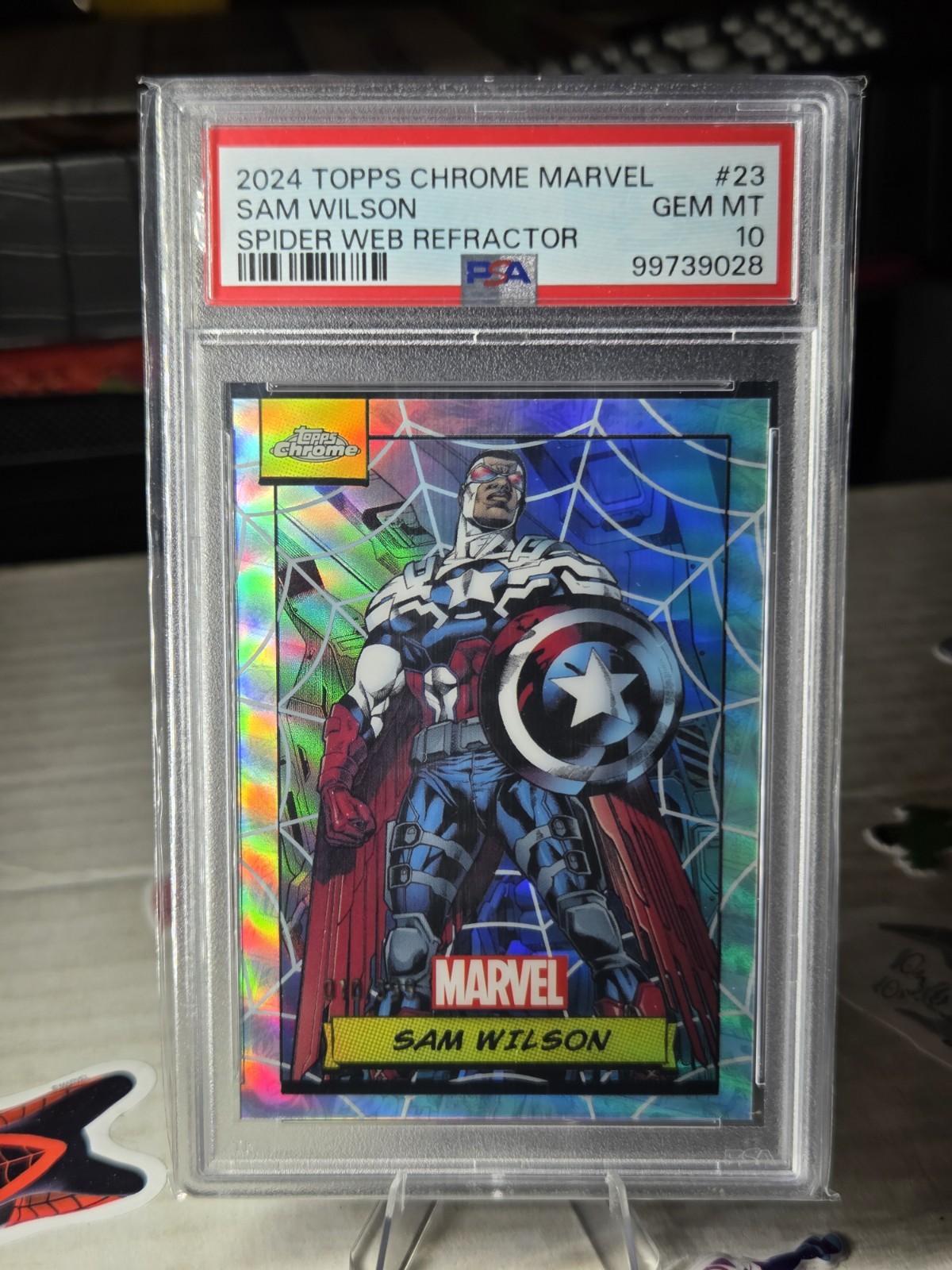 2024 Topps Chrome Marvel Sam Wilson Captain America Web Refractor /399 PSA 10 2024 Topps Chrome Marvel Sam Wilson Captain America Web Refractor /399 PSA 10