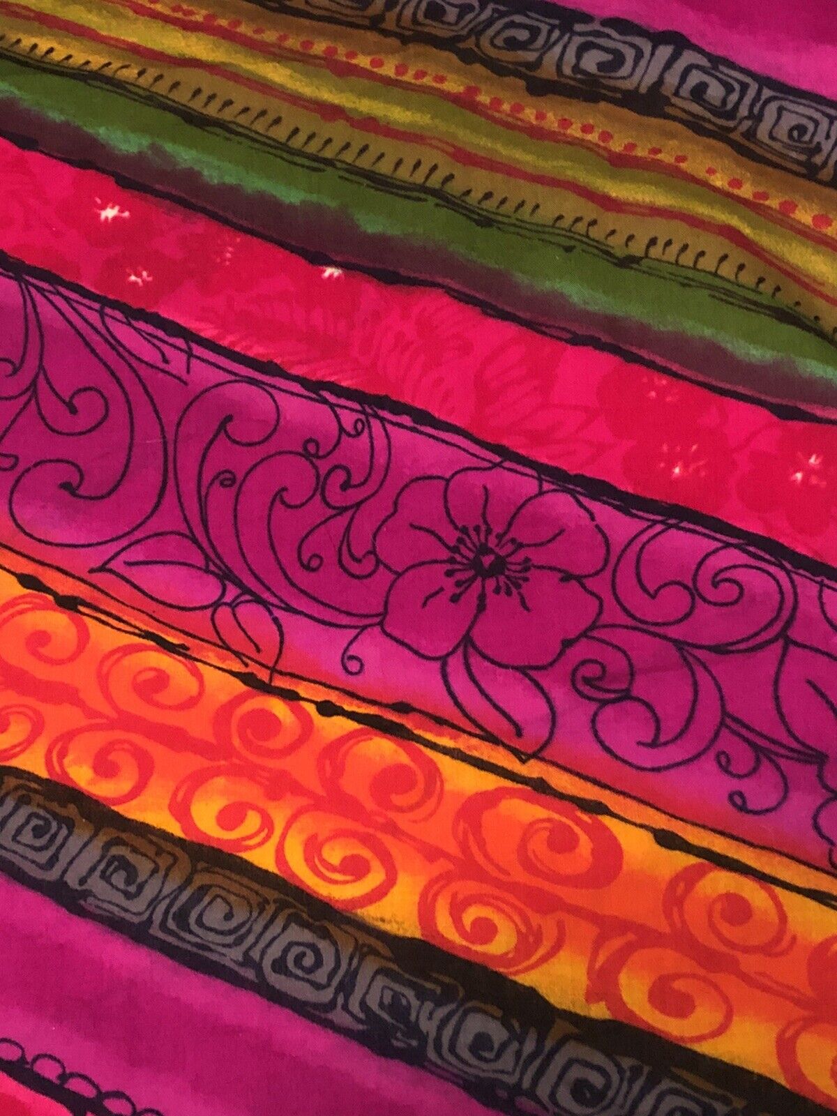 Vtg THC HAWAIIAN TEXTILES #12032  44” X 186” Stunningly Beautiful Vibrant Fabric