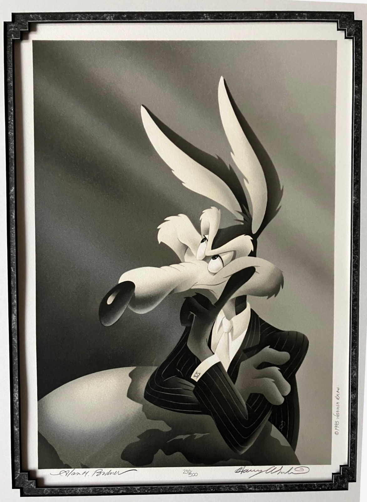 1993 Warner Bros Wile E. Coyote Portrait Series Signed Lithograph 230/500 COA
