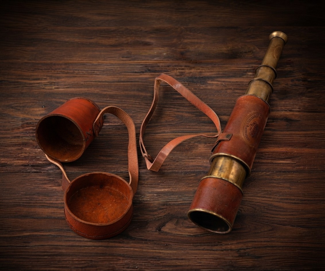 Personalized Brass Telescope Vintage Spyglass with Leather Case, Nautical...