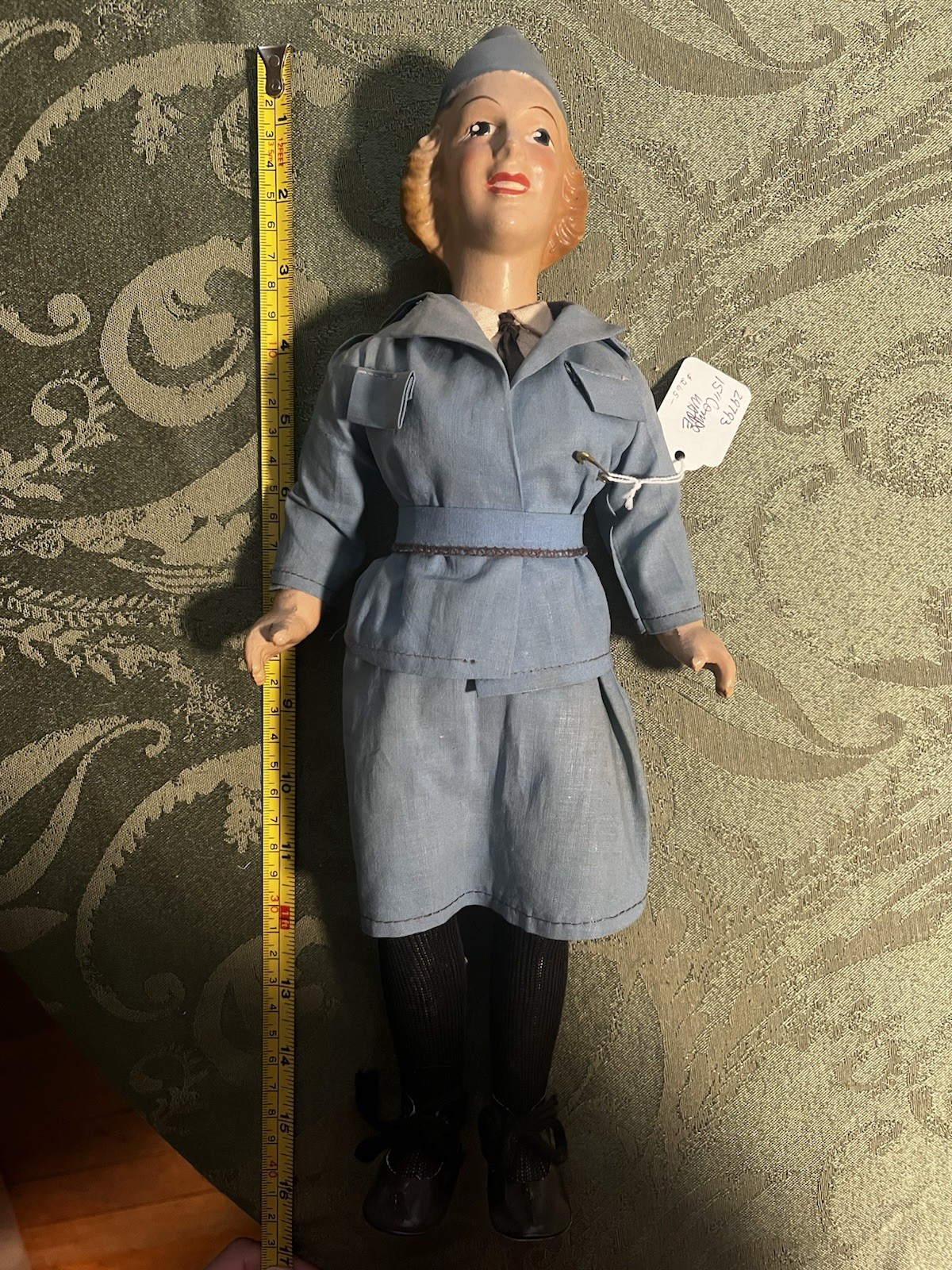 Freundlich Composition Doll, 15” Antique WWII Military Female Doll - WAVES