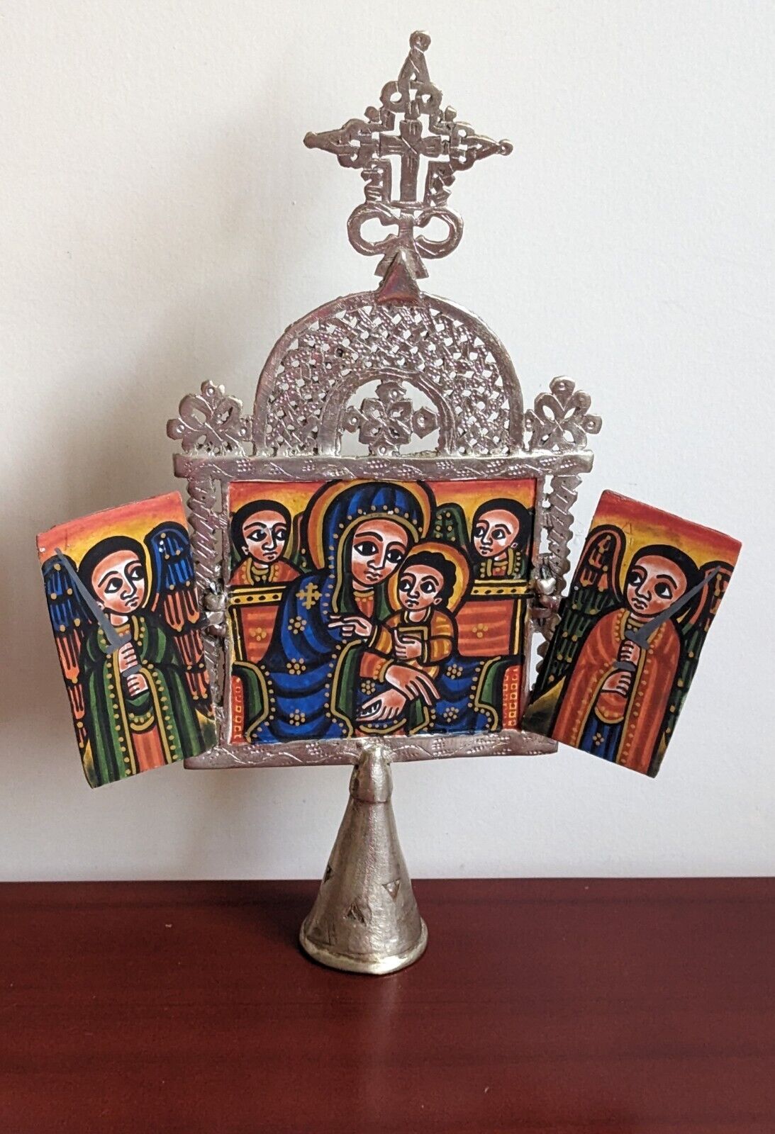 Ethiopian Orthodox Coptic Christian Handmade Metal Biblical Icon Triptych,Africa