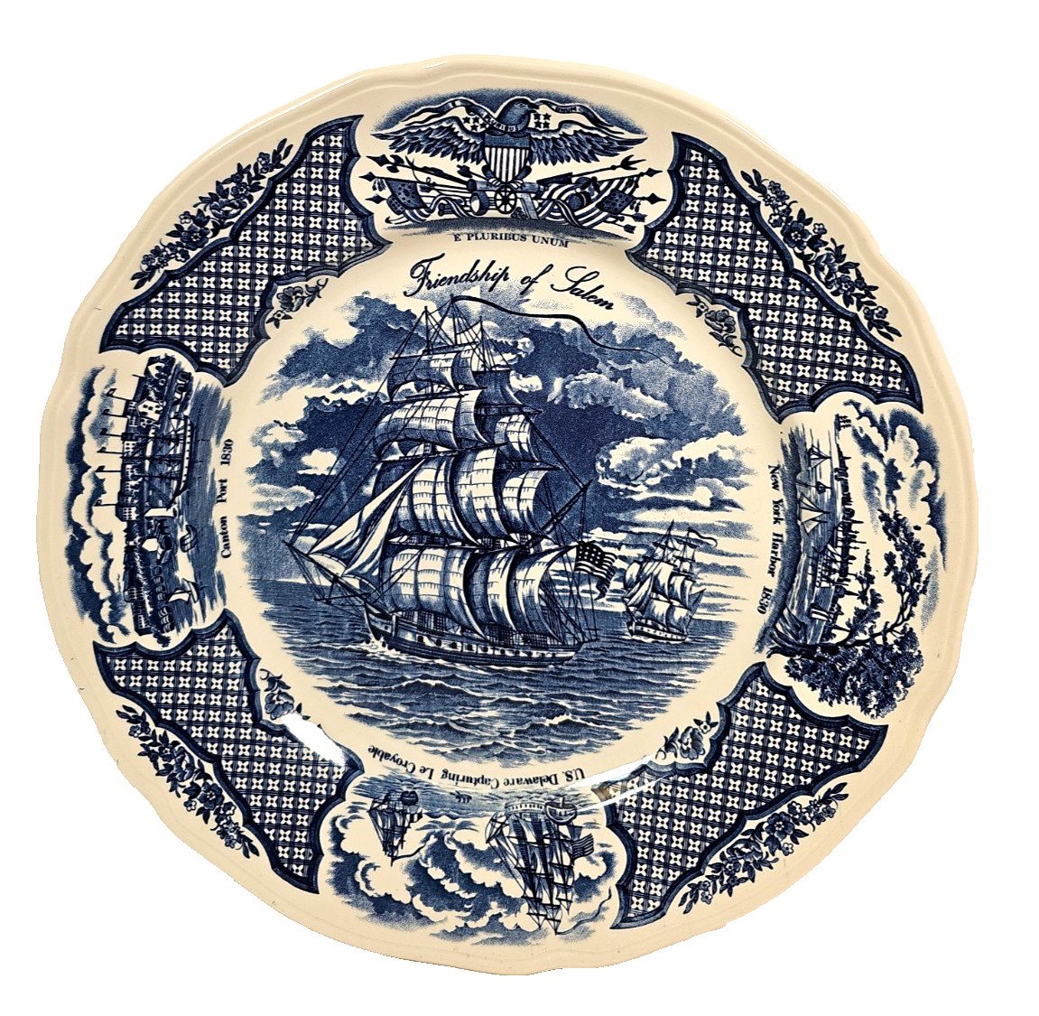 VTG Alfred Meakin Fair Winds Friendship of Salem Blue Dinner Plate 10.5 in VTG Alfred Meakin Fair Winds Friendship of Salem Blue Dinner Plate 10.5 in