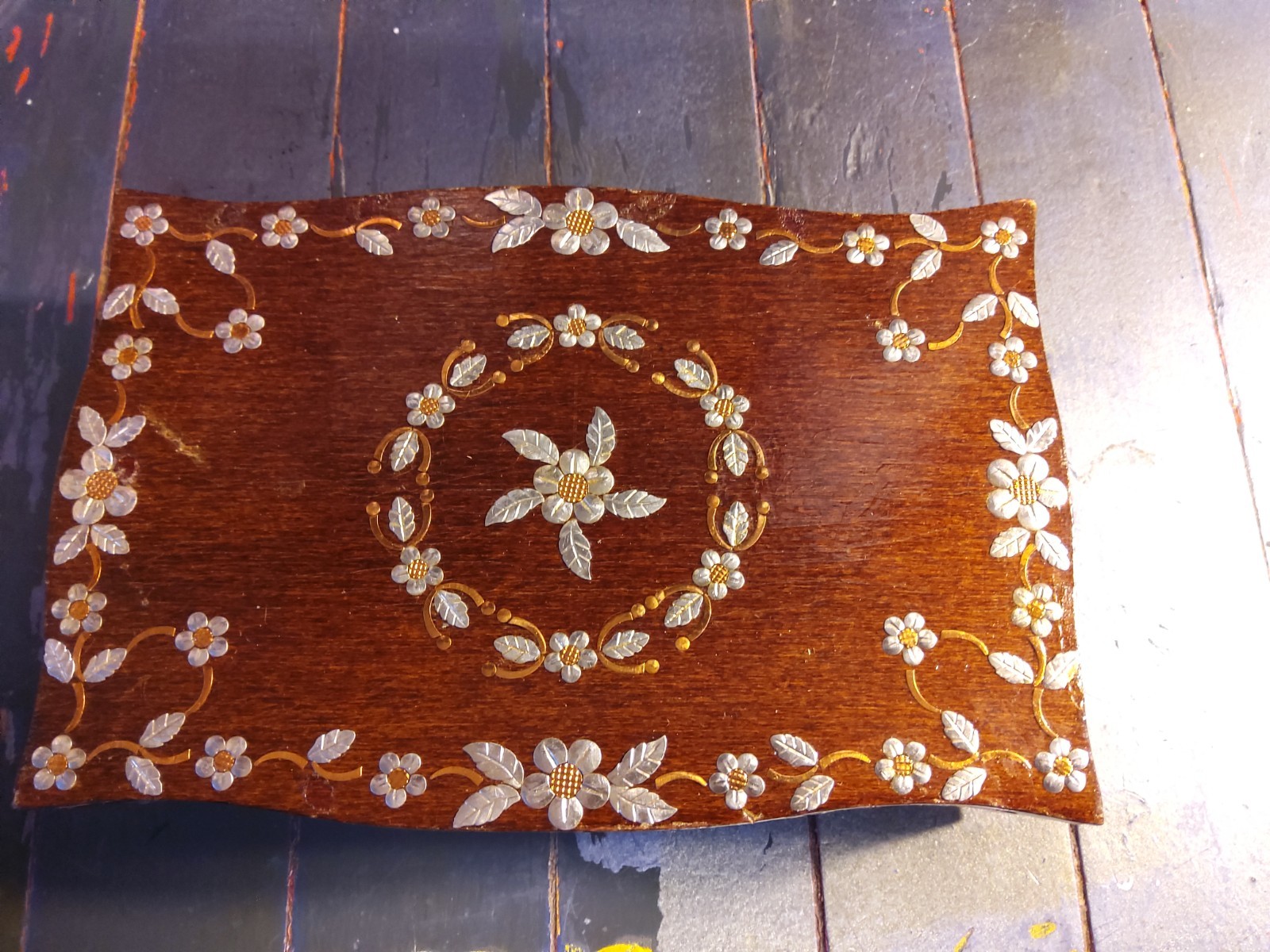 Vgt hand-crafted wooden jewelry box produced in Albania during the communist era