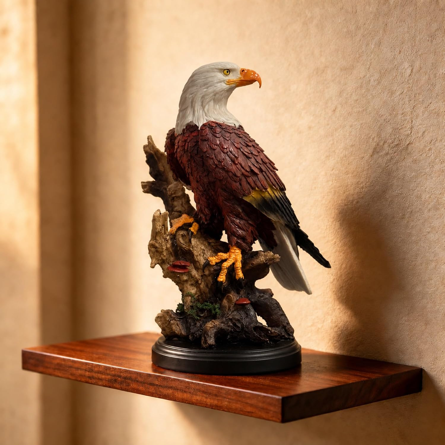 12.9 Inch Resin Bald Eagle Statue, Majestic Perched Eagle Figurine 12.9 Inch Resin Bald Eagle Statue, Majestic Perched Eagle Figurine