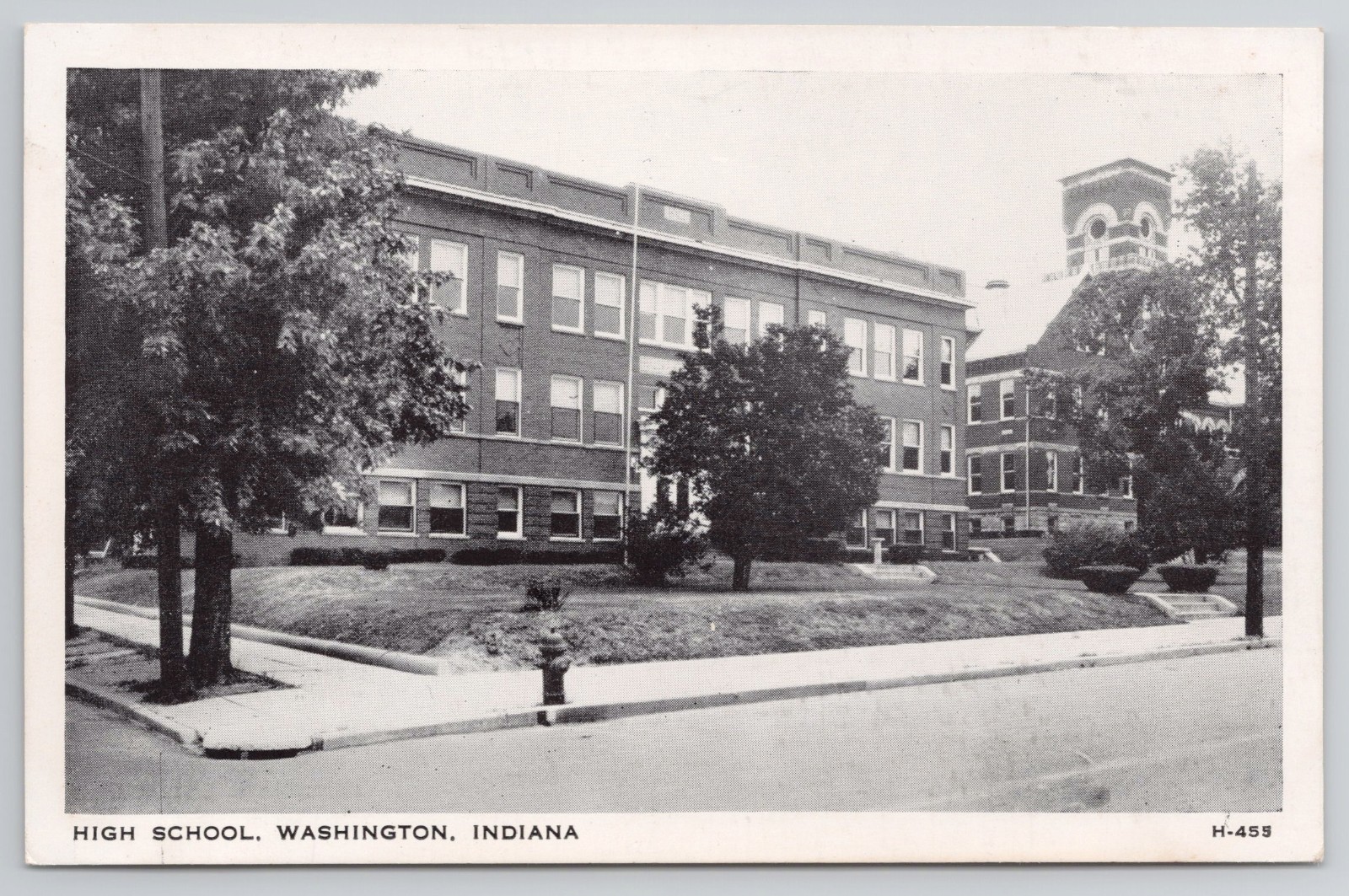 Vintage Washington, Indiana  Postcard Photo High School c.1930s Wayne Paper Box