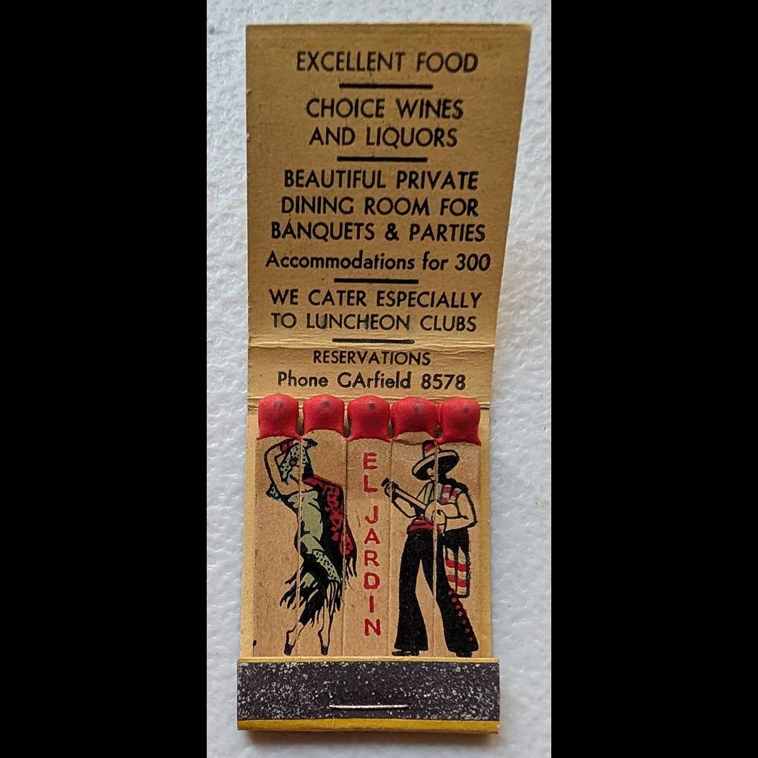 Feature Matchbook Full Book El Jardin - 26 California Street, San Francisco CA