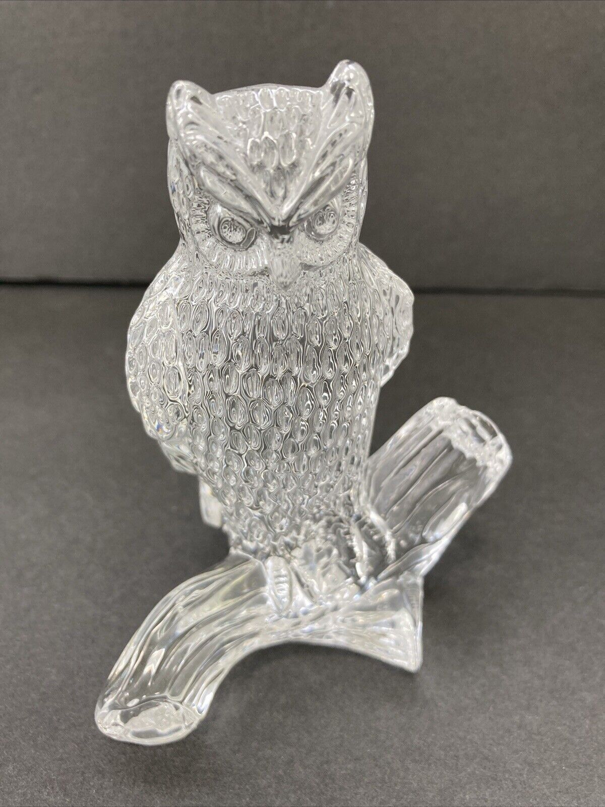 Retired Waterford Crystal BARN OWL ON BRANCH Glass Figurine 4”