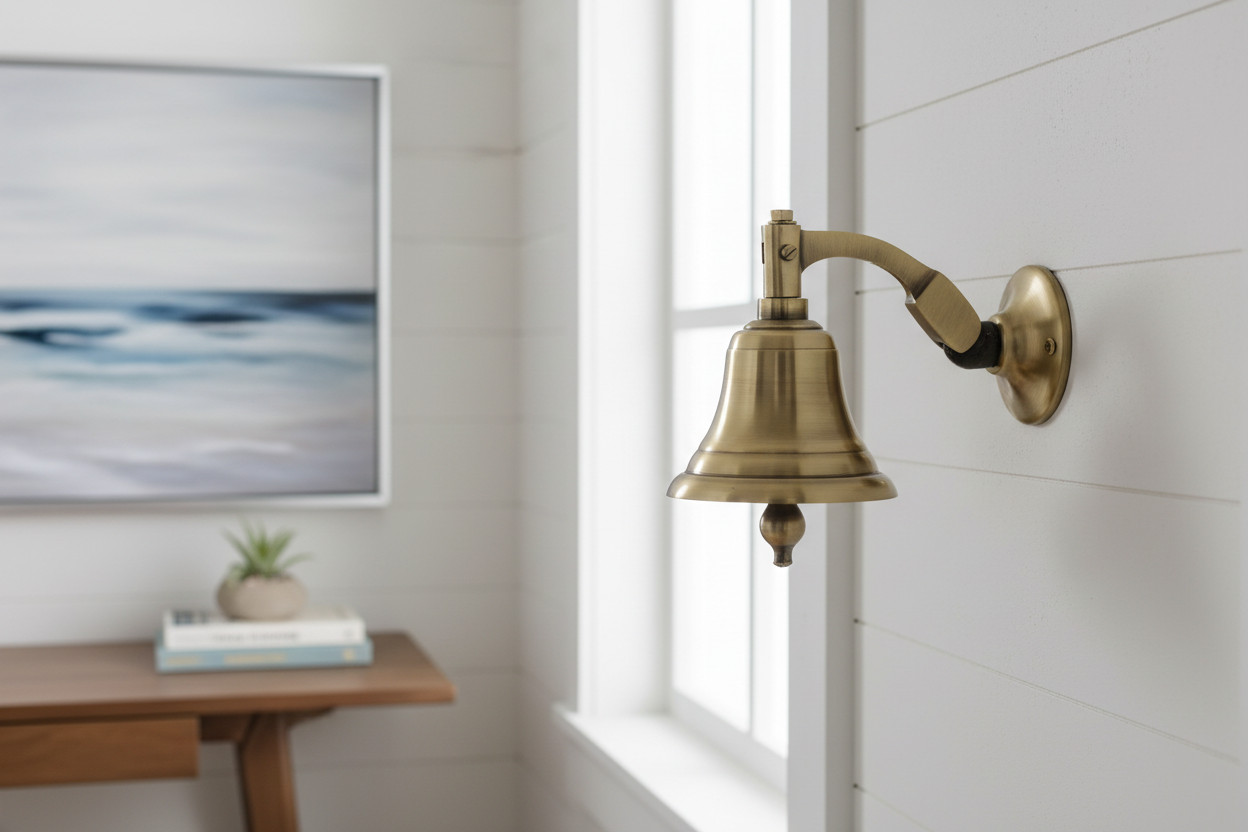 Vintage Nautical Brass Ship Bell Antique Finish Wall Mounted Hanging Door Bell H