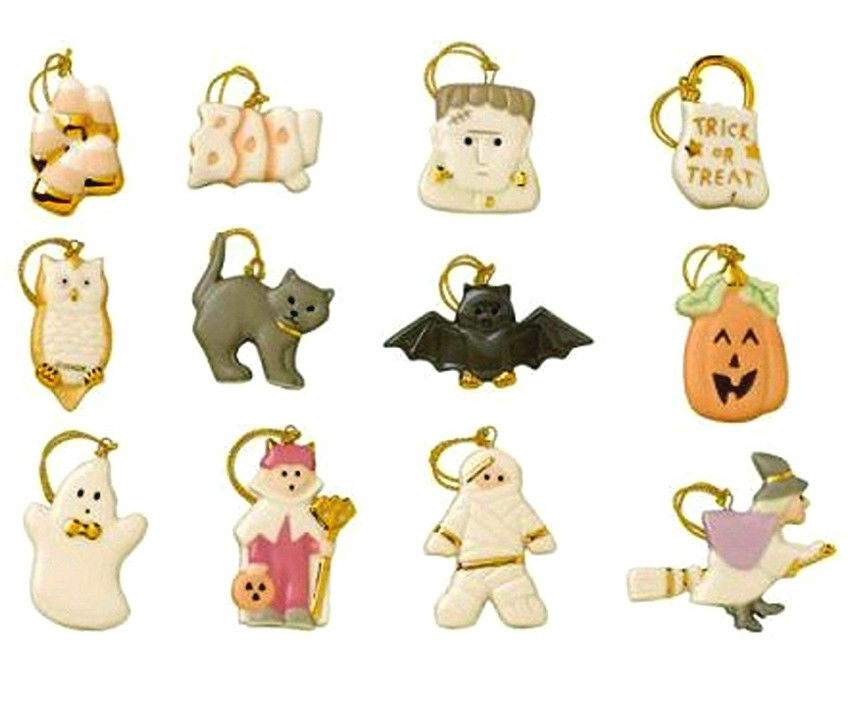 Lenox Halloween Trick Or Treat Mini Tree Ornaments Set 12 Pumpkin Ghost Cat NEW Lenox Halloween Trick Or Treat Mini Tree Ornaments Set 12 Pumpkin Ghost Cat NEW
