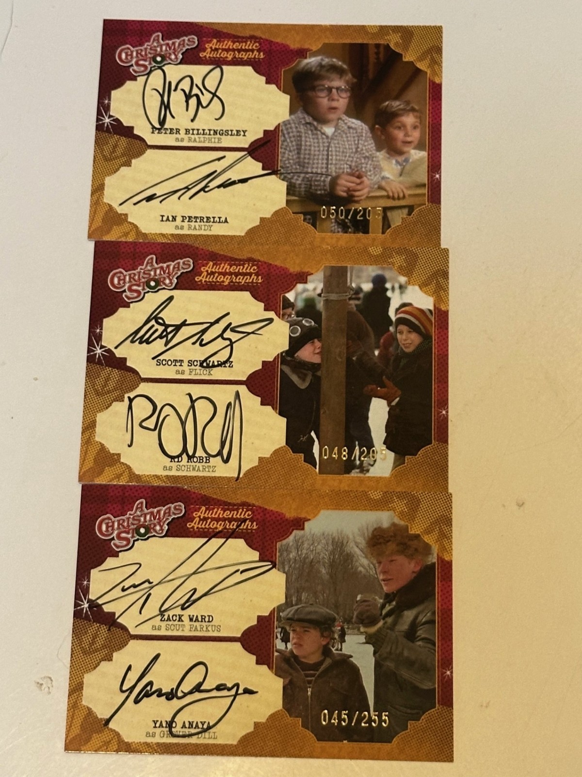 Cryptozoic A Christmas Story Set of 3 Dual Auto Cards - Billingsley, Schwartz ++