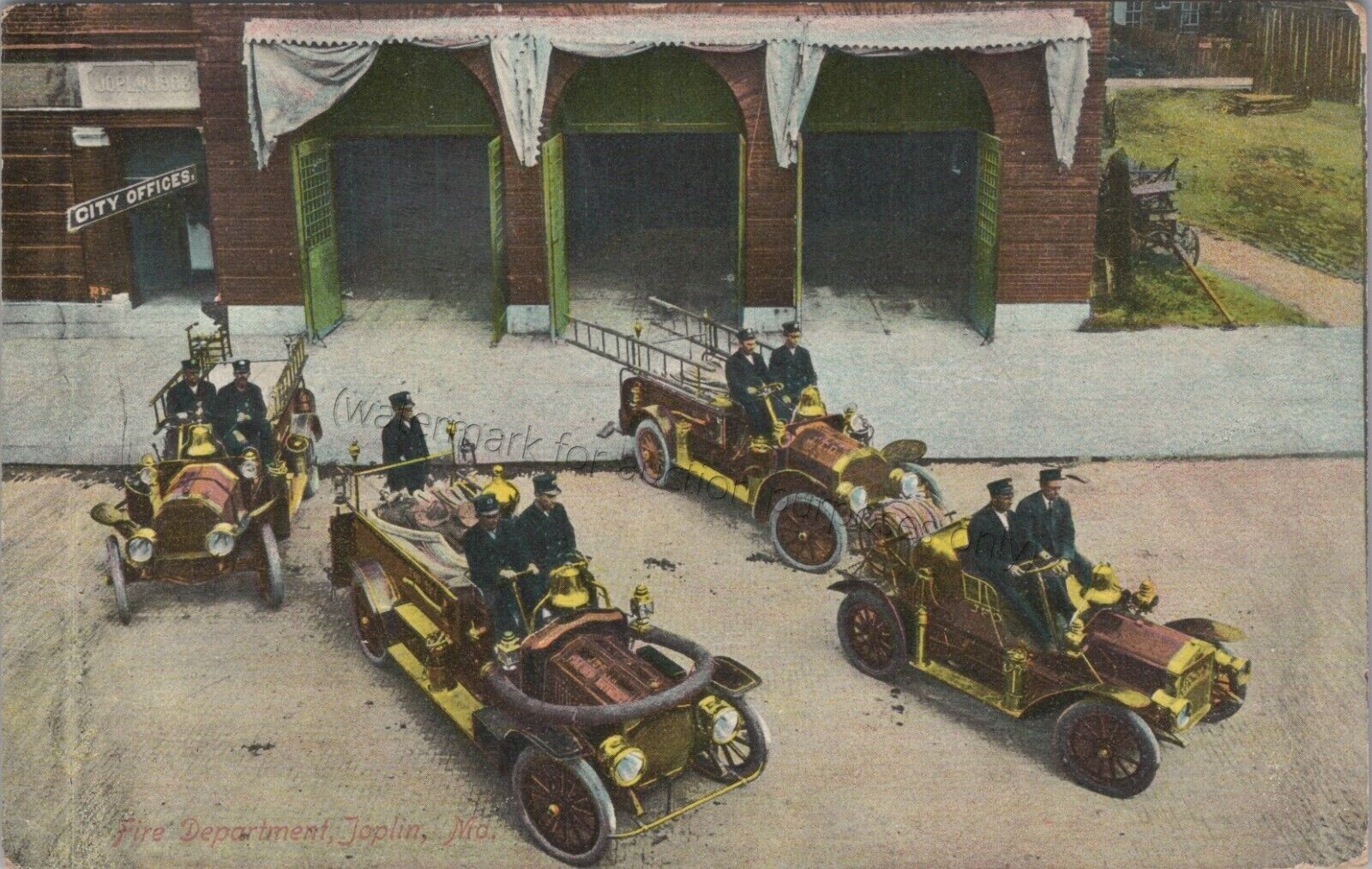 Joplin, MO: Fire Department Engines - Vintage Jasper County, Missouri Postcard