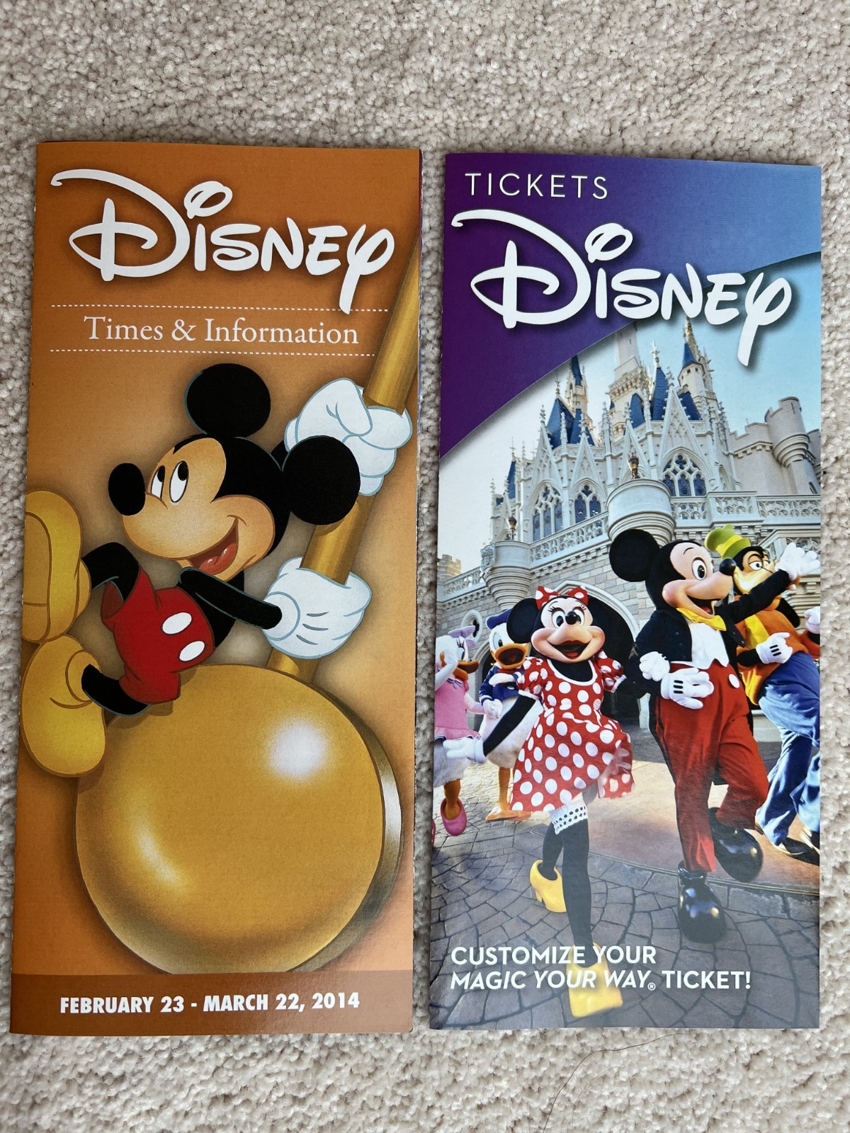 2 2014 DISNEY WORLD GUIDES BROCHURES Nostalgia /Collectible Ticket prices & Info