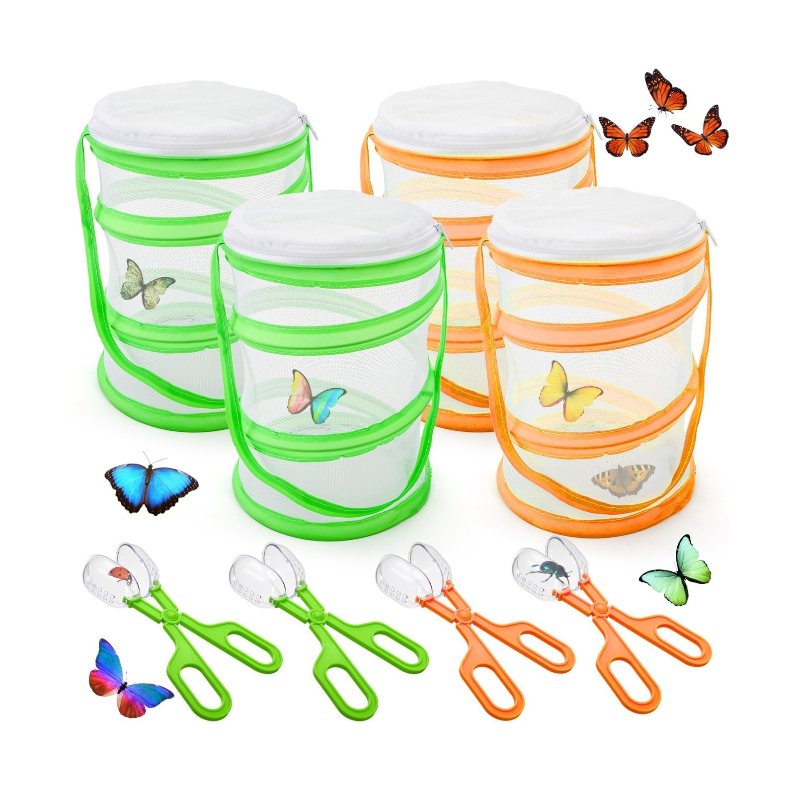 ZENFUN 8 Pieces Butterfly Kit, 4 Pcs Insect and Butterfly Habitat Cage with 4... ZENFUN 8 Pieces Butterfly Kit, 4 Pcs Insect and Butterfly Habitat Cage with 4...