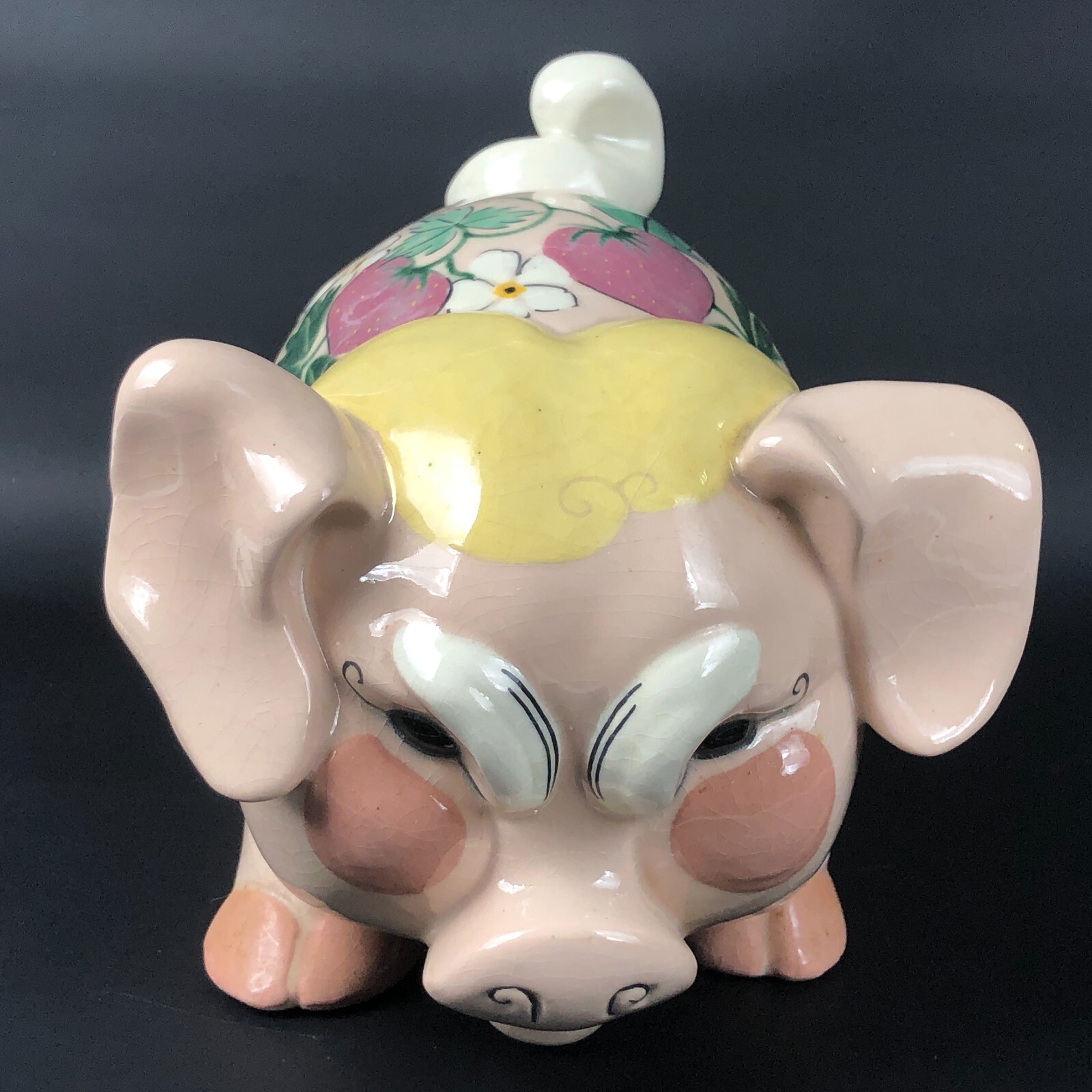 RARE VTG Kay Finch PIG California Pottery Strawberry Swine Ceramic Figure Large