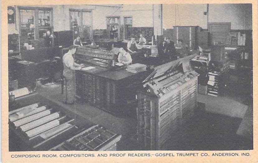 Gospel Trumpet Co. Anderson Indiana Composing Room Postcard
