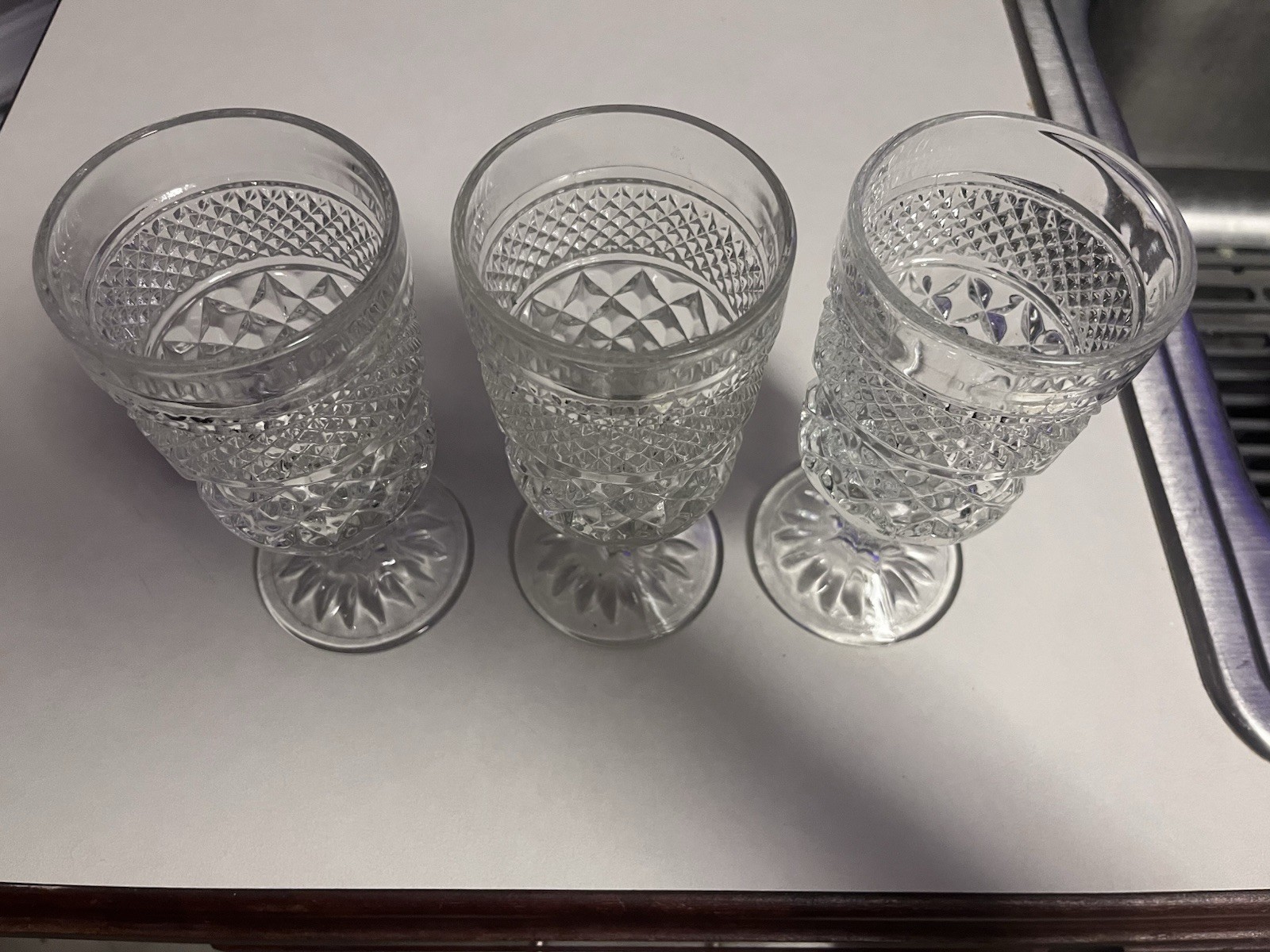 Lot Of 3 Vintage Anchor Hocking Wexford Clear Glasses Wine Gobet Criss Cross G11