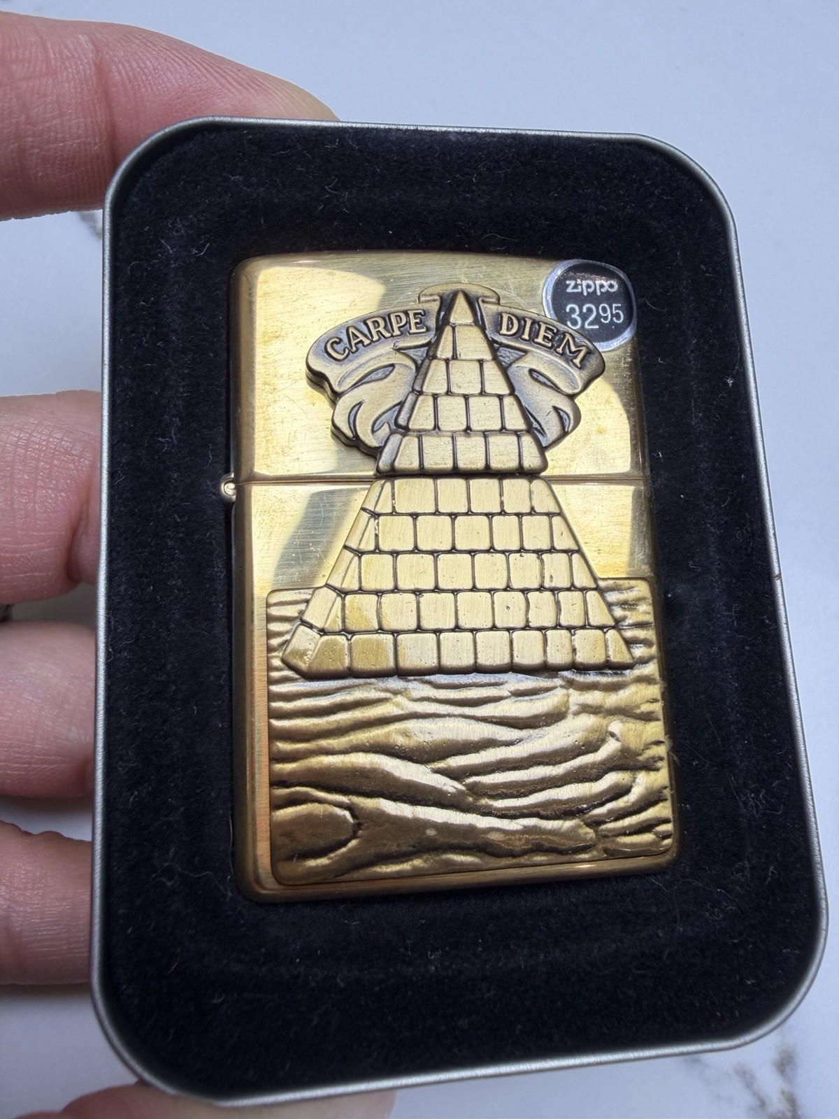Custom Listing - Authentic Zippo Carpe Diem Pyramid Brass Tone Lighter Custom Listing - Authentic Zippo Carpe Diem Pyramid Brass Tone Lighter