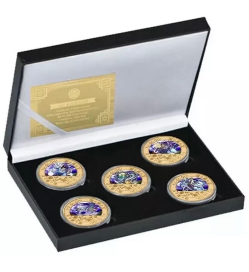 Yu-Gi-Oh x5 Gold Plated Commemorative Coin Set With Certificate