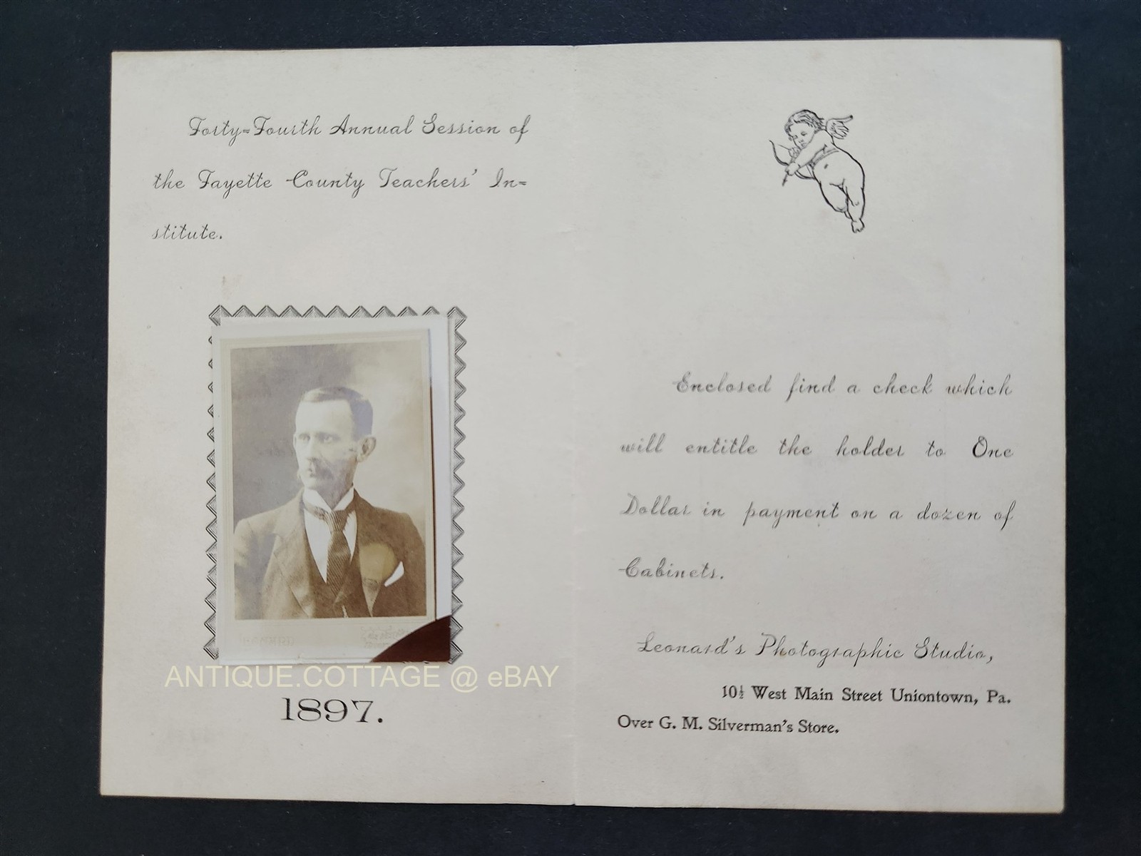 1897 antique PHOTO Fayette County Teachers Institute UNIONTOWN pa LEONARD Studio
