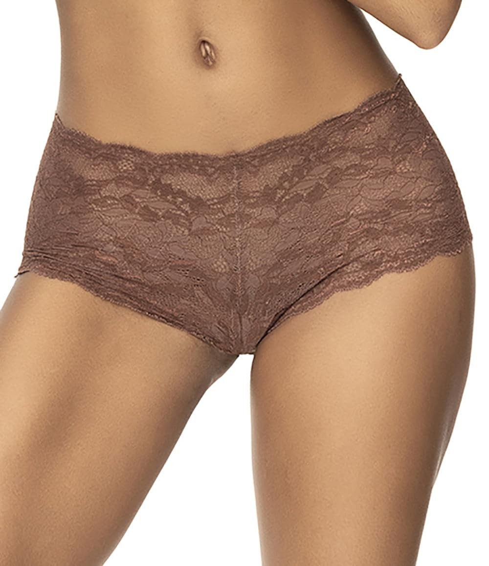 Mapalé by Espiral Women's Lace Boyshort Panties, Cocoa