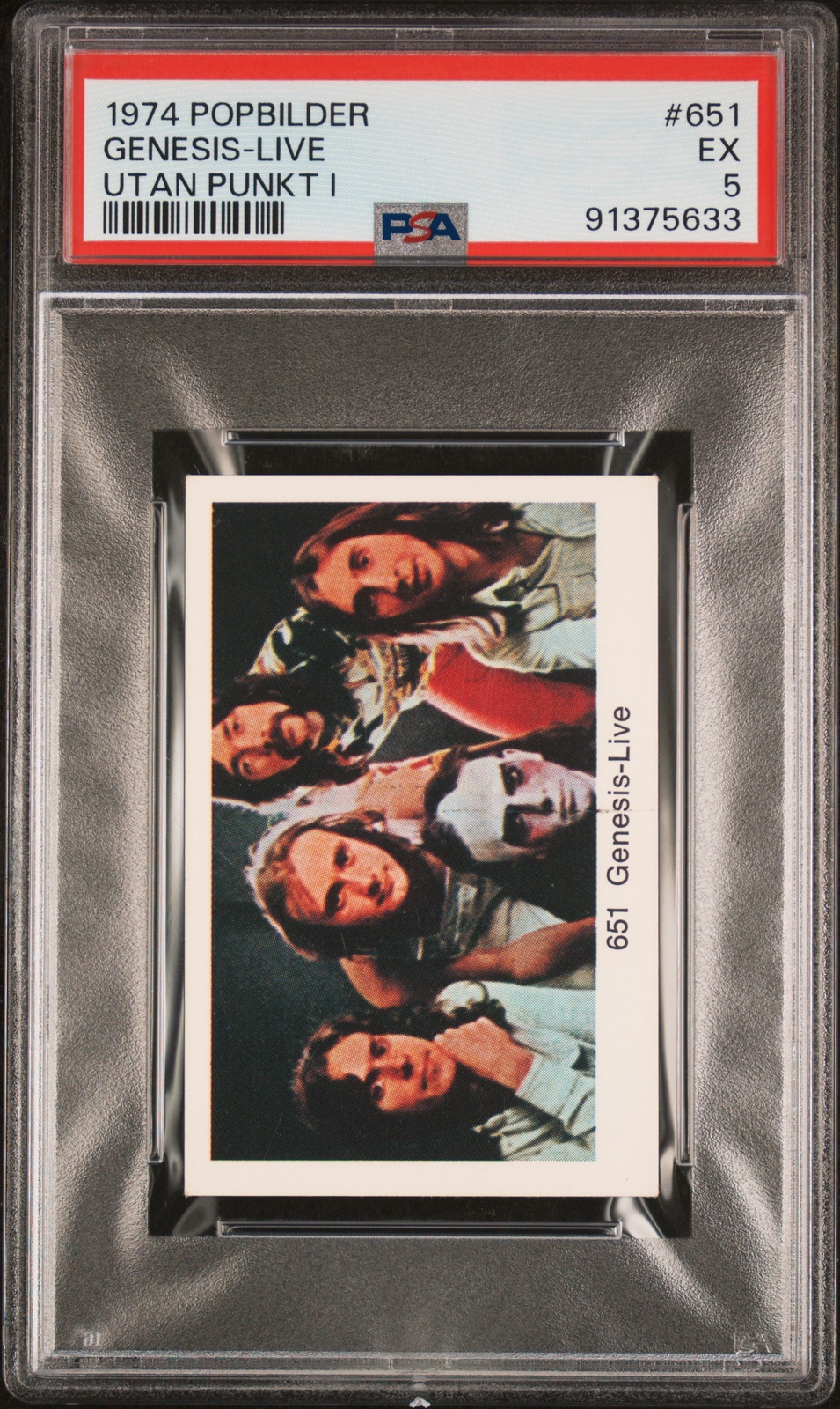 GENESIS PHIL COLLINS 1974 Popbilder Popbilder Utan Punkt I ROOKIE #651 PSA 5