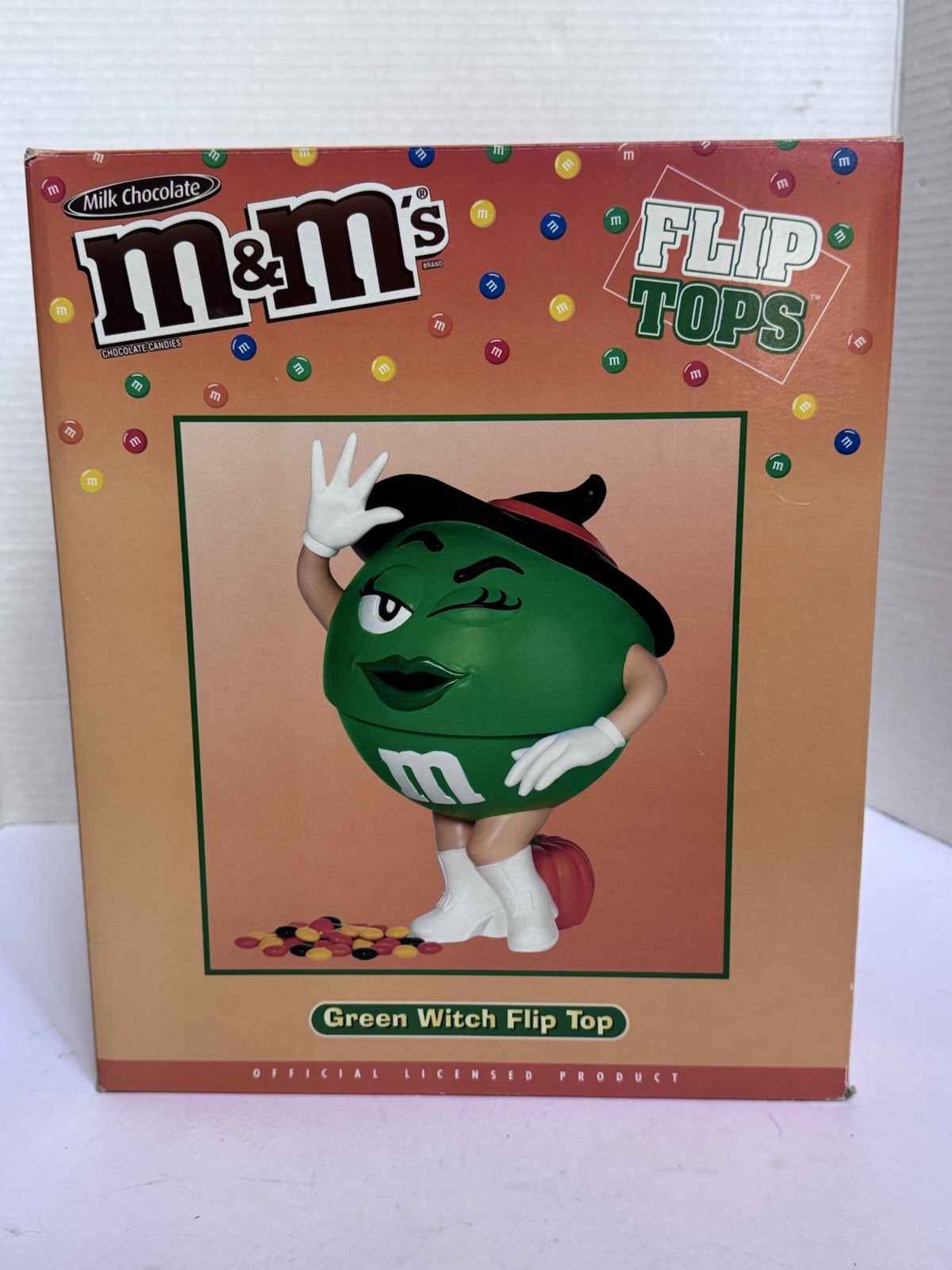 **EXTREMELY RARE** VTG DEPARTMENT 56 BRAND NEW SEAL M&M’s Green Witch Flip Top