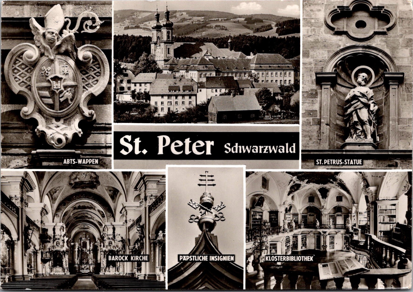 St Peter Schwarzwald Germany Baroque Church Stamp Real Photo RPPC Postcard