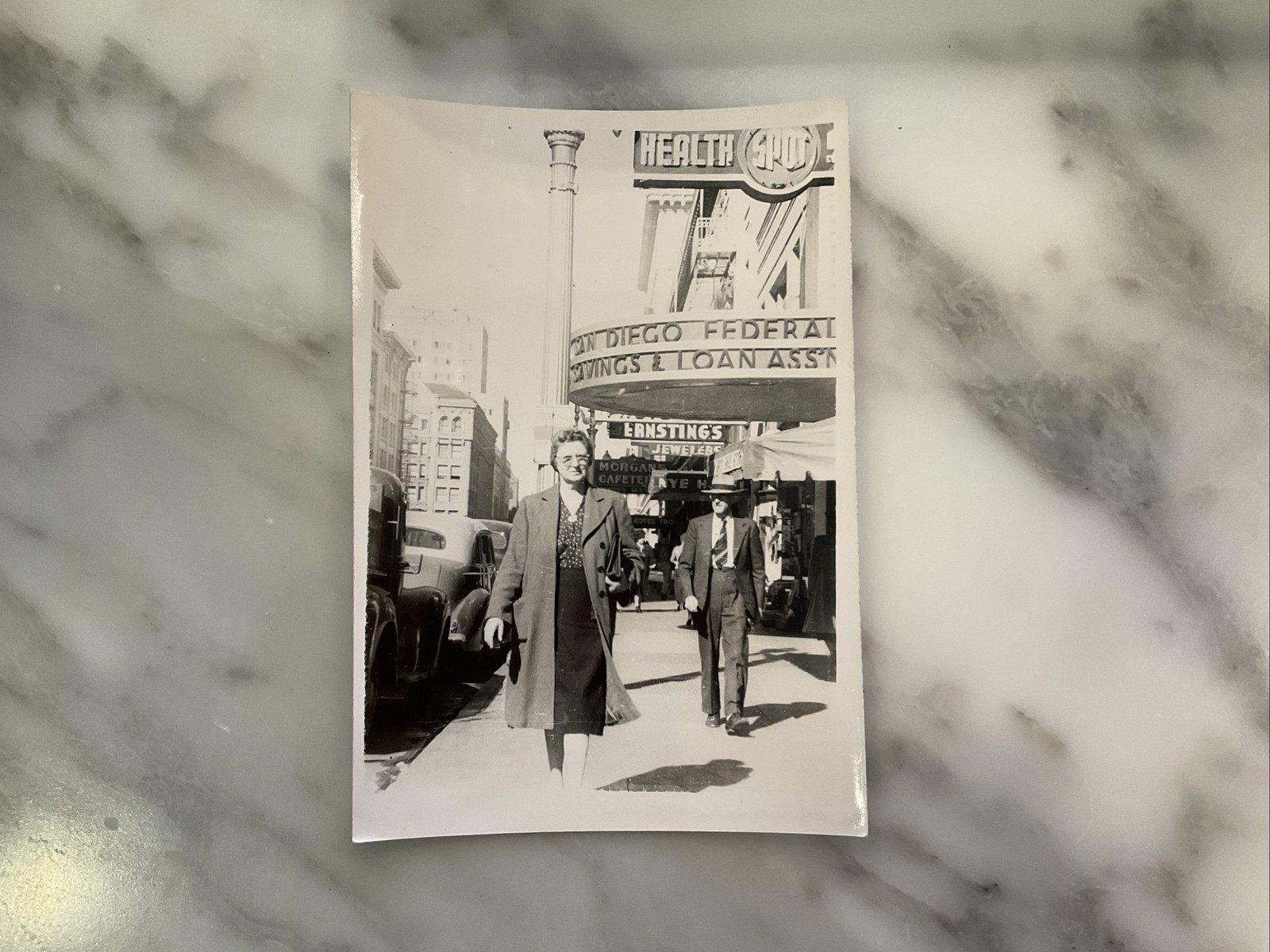 Vintage Snapshot Photo San Diego California Street Scene Ensting’s Jewelers
