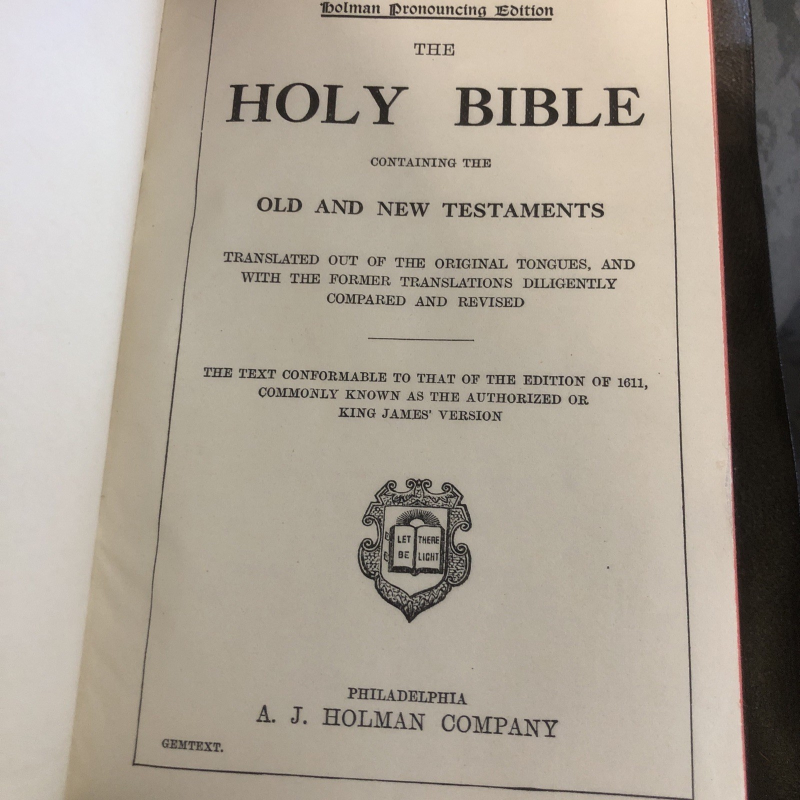 KJV Holy Bible Vintage Holman Pronouncing Edition 1940-50s