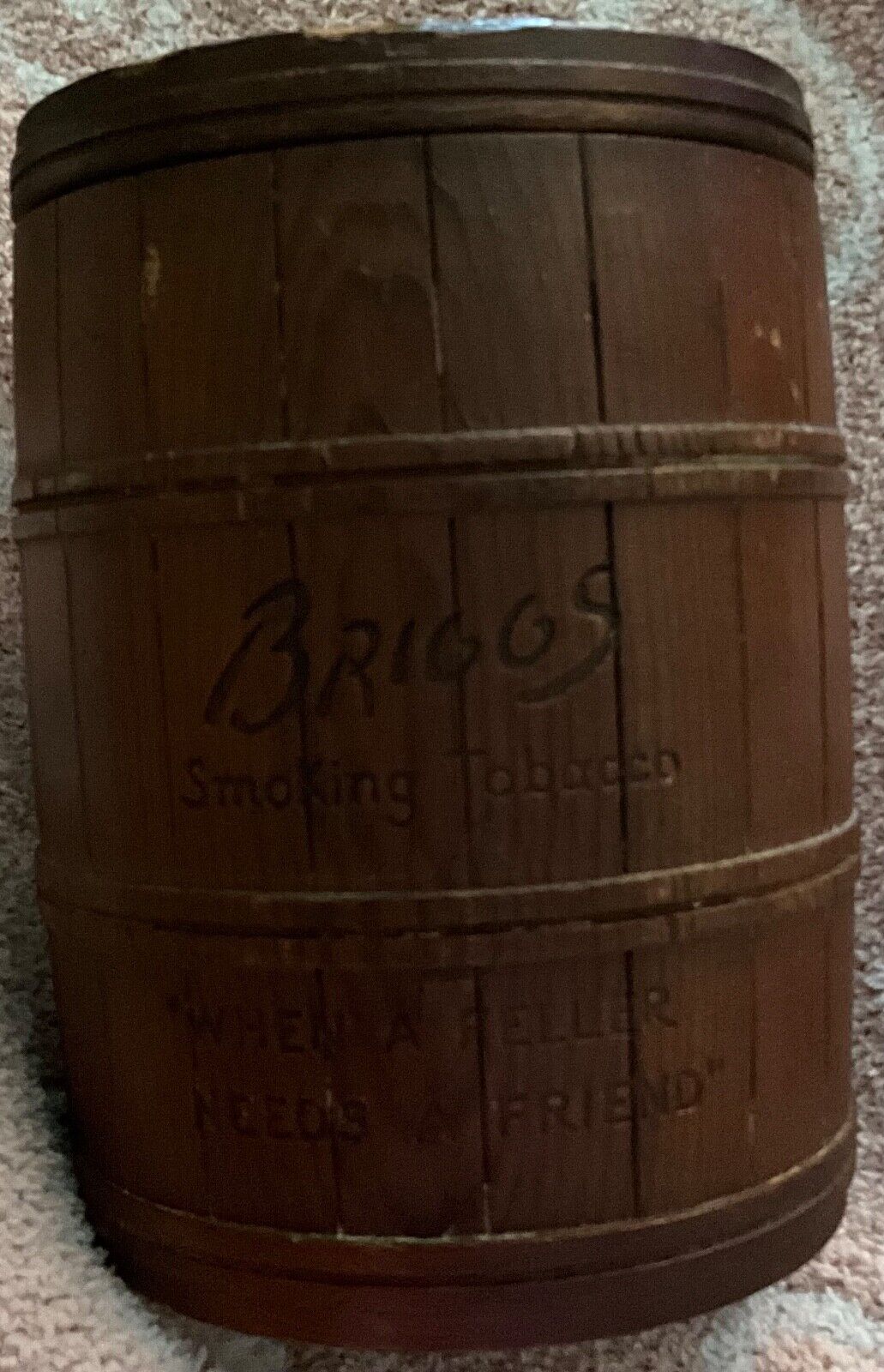 Vintage Briggs Wooden Smoking Tobacco Barrel Humidor