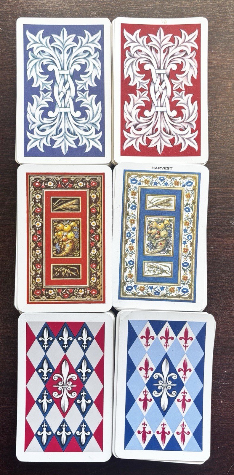 Vtg KEM Plastic Playing Cards Acanthus Leaf-Harvest- Florentine 6 Decks Total