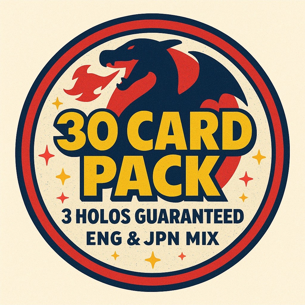 Pokémon Card Assortment Pack – 30 Cards - Random Lot – Kids Gift - 3 Holos