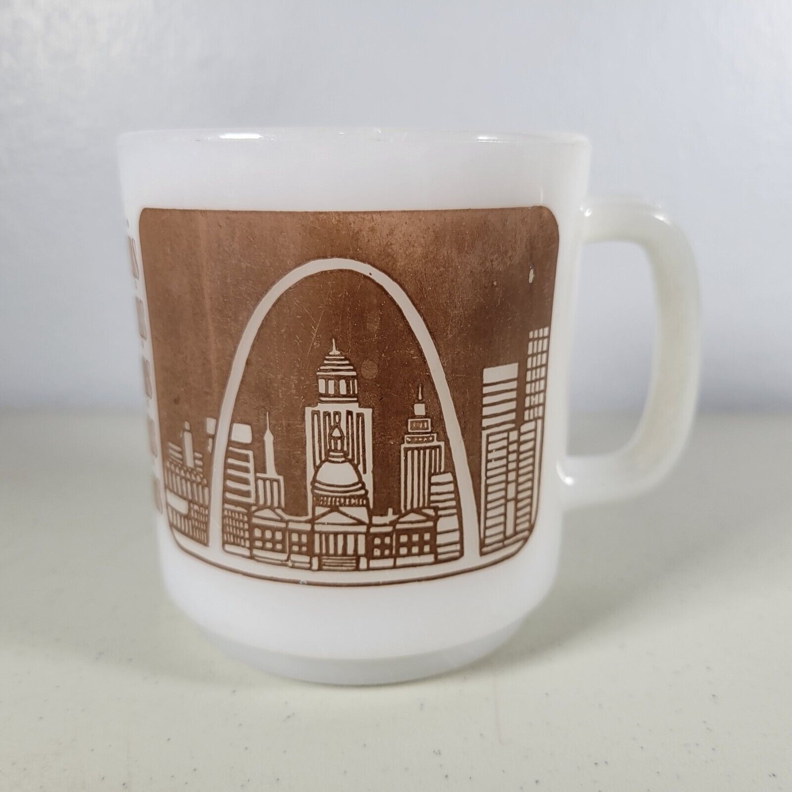 Vintage St Louis Missouri Coffee Cup Mug with USA Skyline and Arch VTG Glass