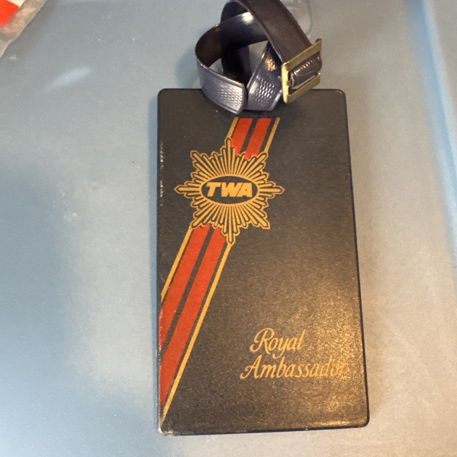 TWA Royal Ambassador Vintage Luggage Tag Trans World Airlines Brand