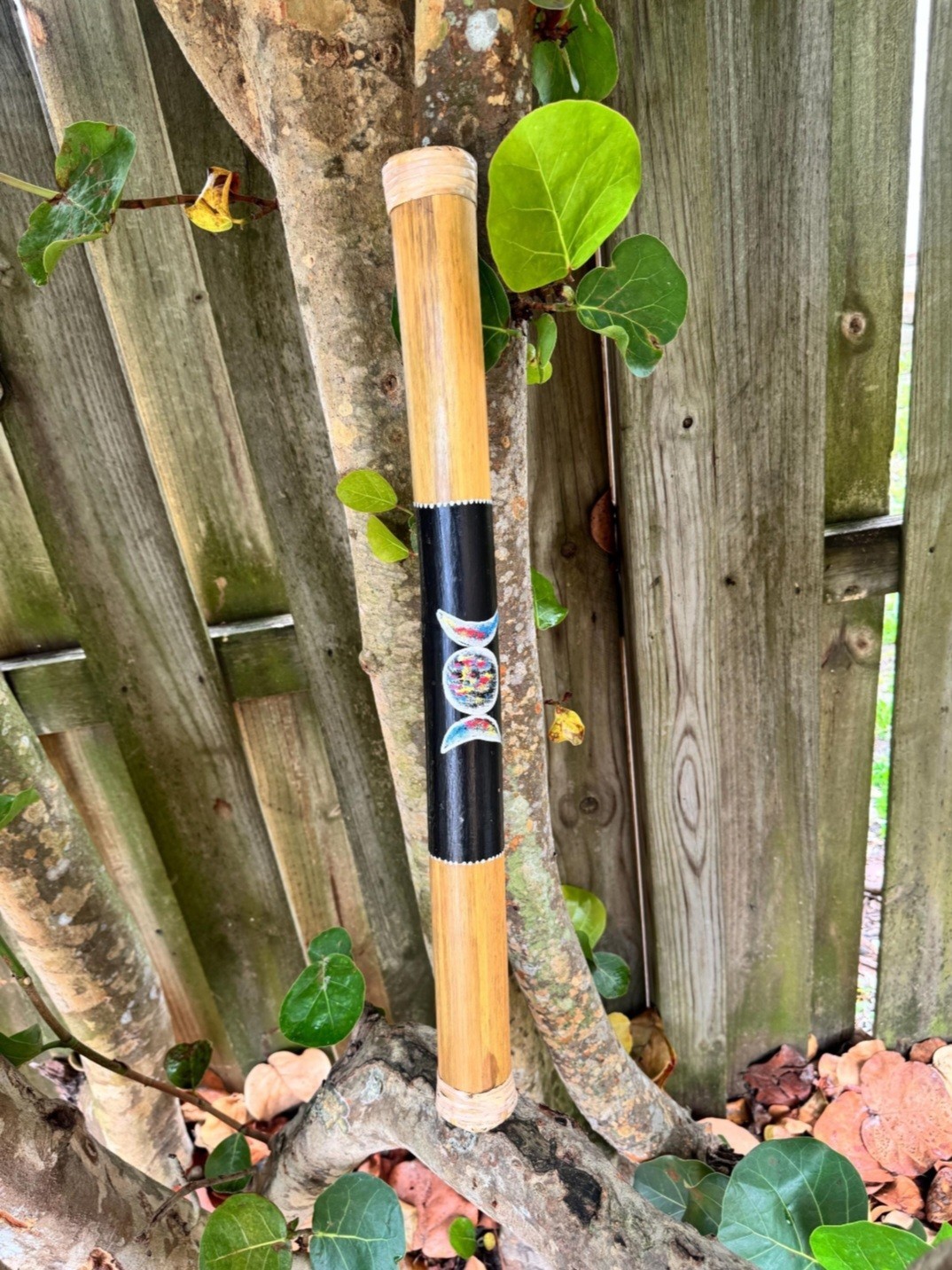 Bamboo Painted Rainstick - Triple Moon - Large