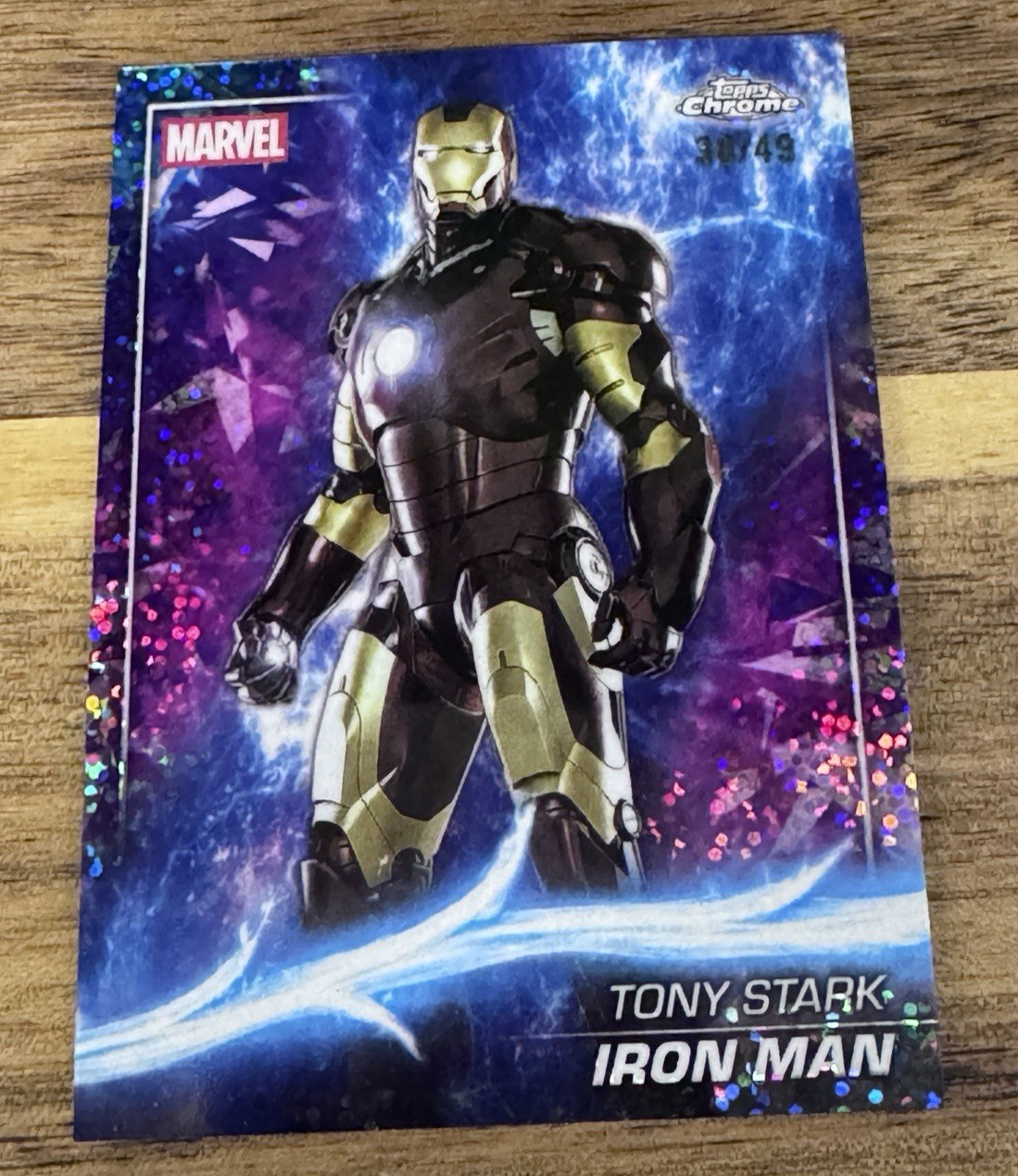 2025 Topps Chrome Marvel Studios  Iron Man Tony Stark #1 Iron Man Speckle #d /49