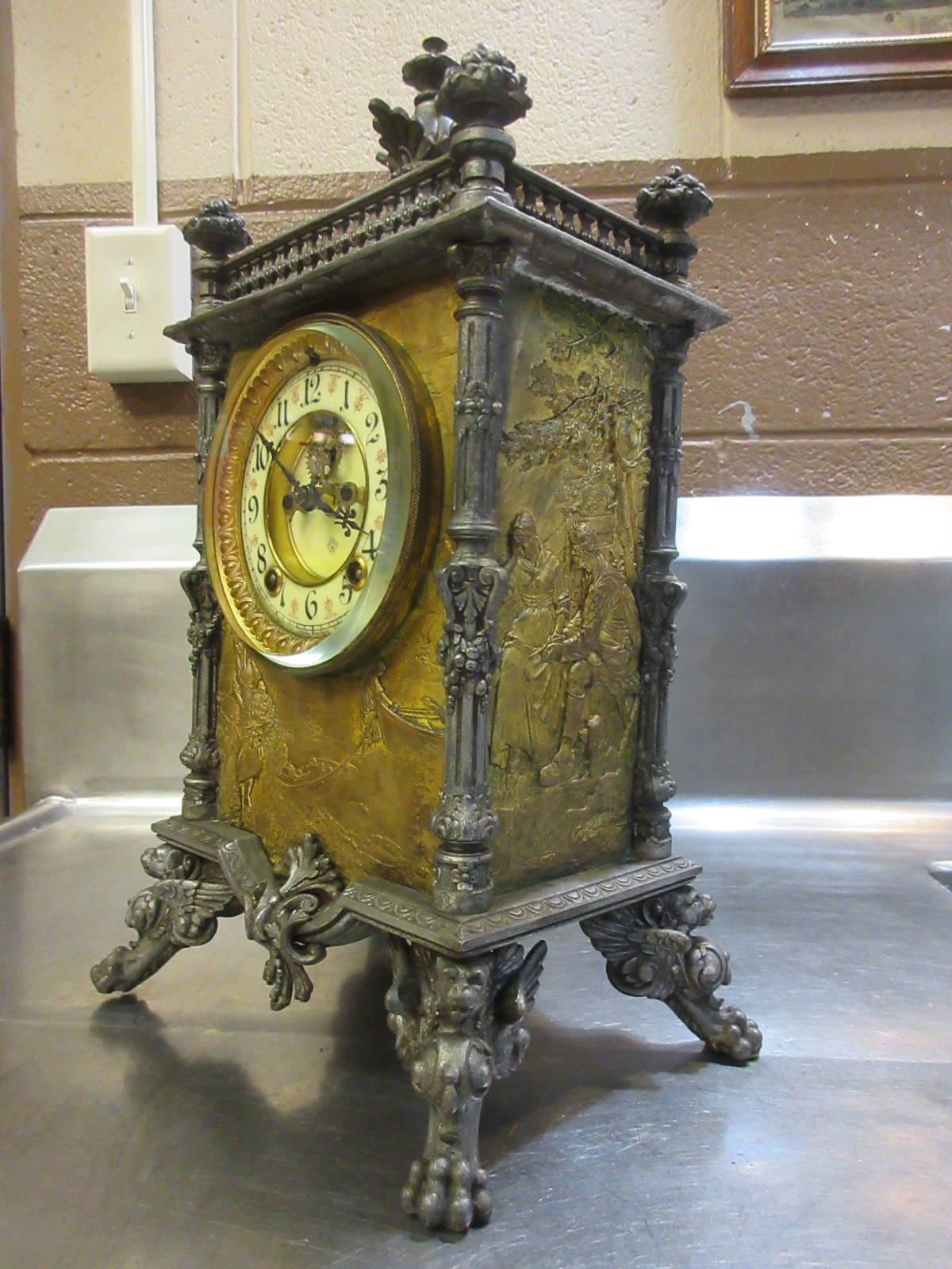 ANSONIA MANTLE CLOCK CRYSTAL REGULATOR WINGED GRIFFINS PROFUSELY ORNATE *1895*