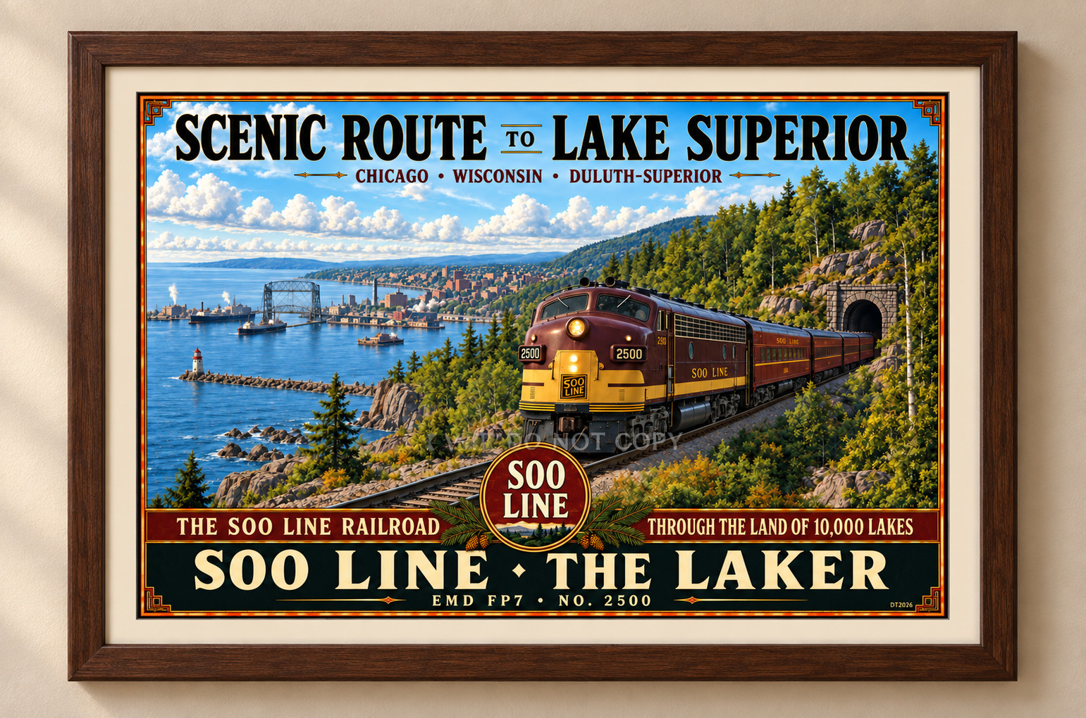 Soo Line The Laker Railroad Poster 17x11 Lake Superior Train Art Print