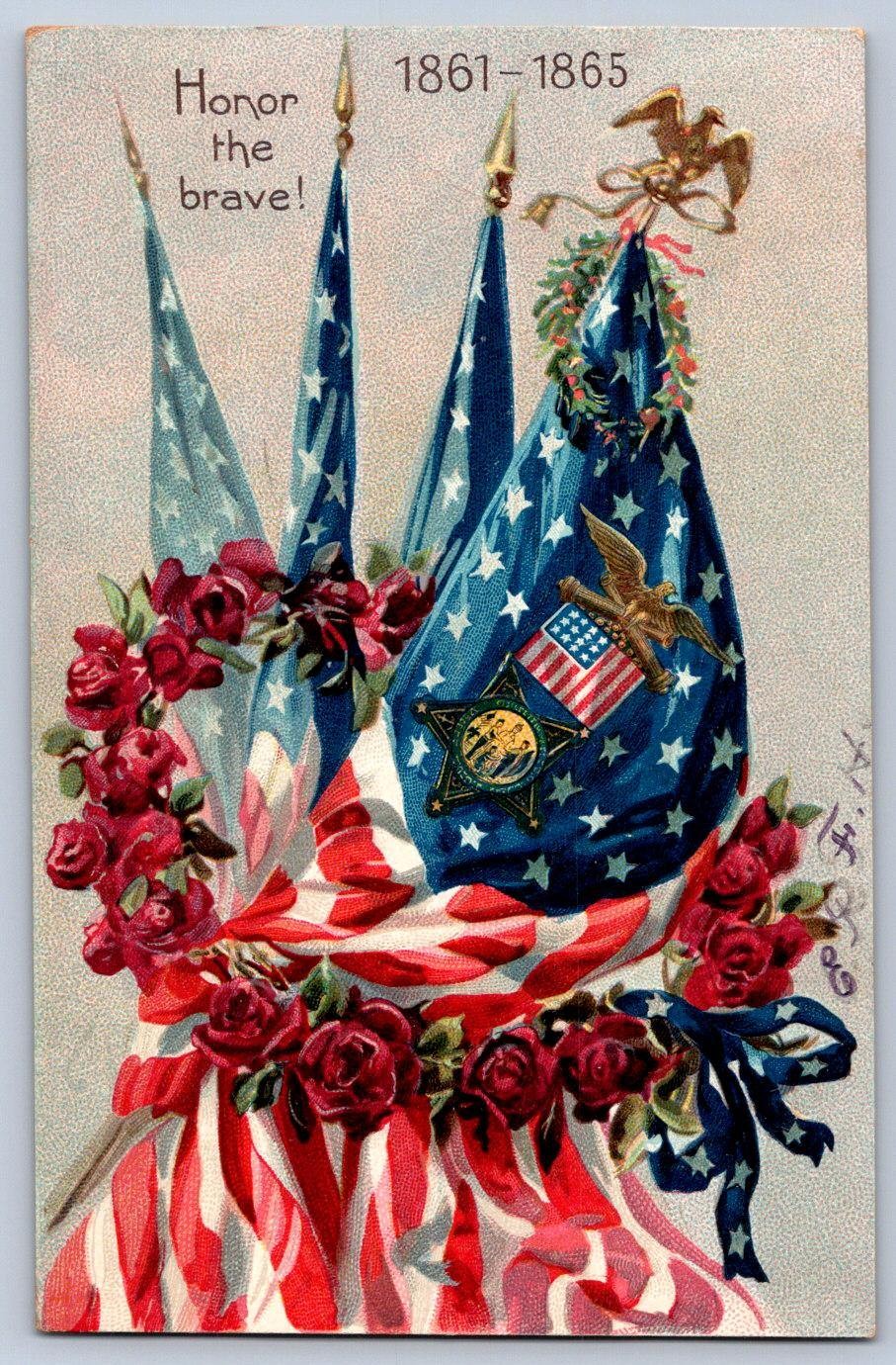 Patriotic Postcard c1910 Civil War Era Honor The Brave Raphael Tuck & Sons