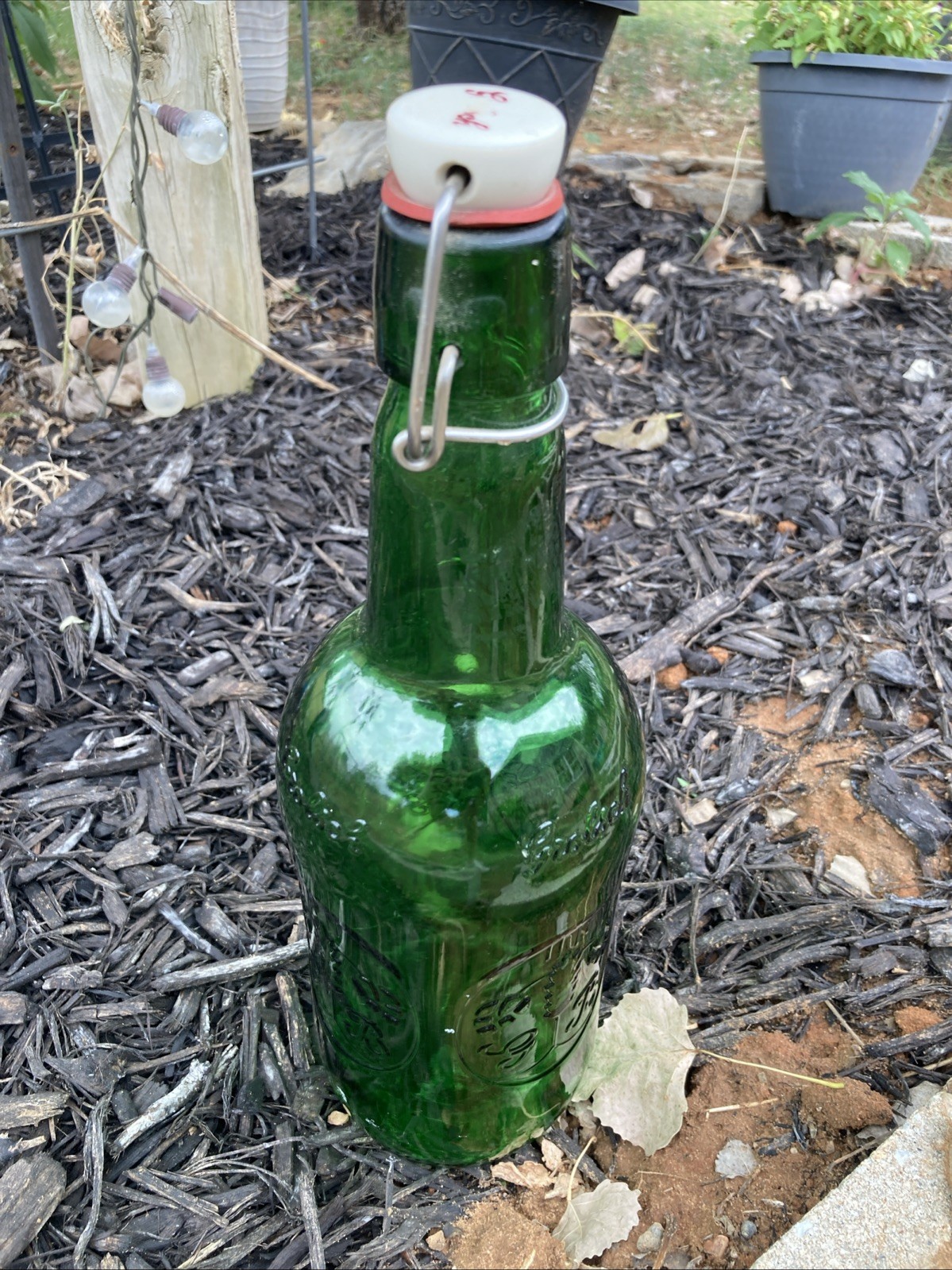 Vintage Grolsch 1.5 L Green Glass Beer Bottle With Swing Top Lid