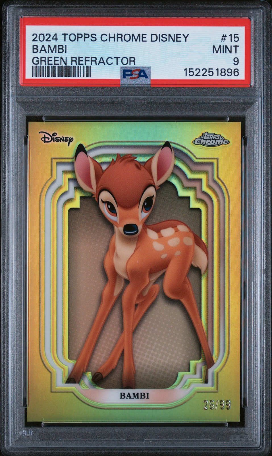 2024 Topps Chrome Disney #15 Bambi Green Refractor PSA 9