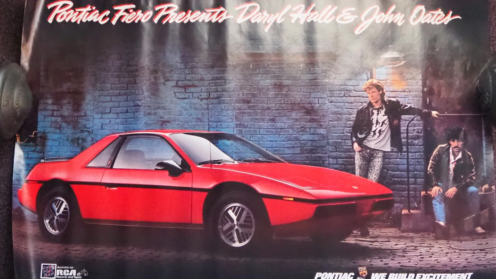 1980\'s PONTIAC FIERO HALL & OATES HUGE POSTER 25\